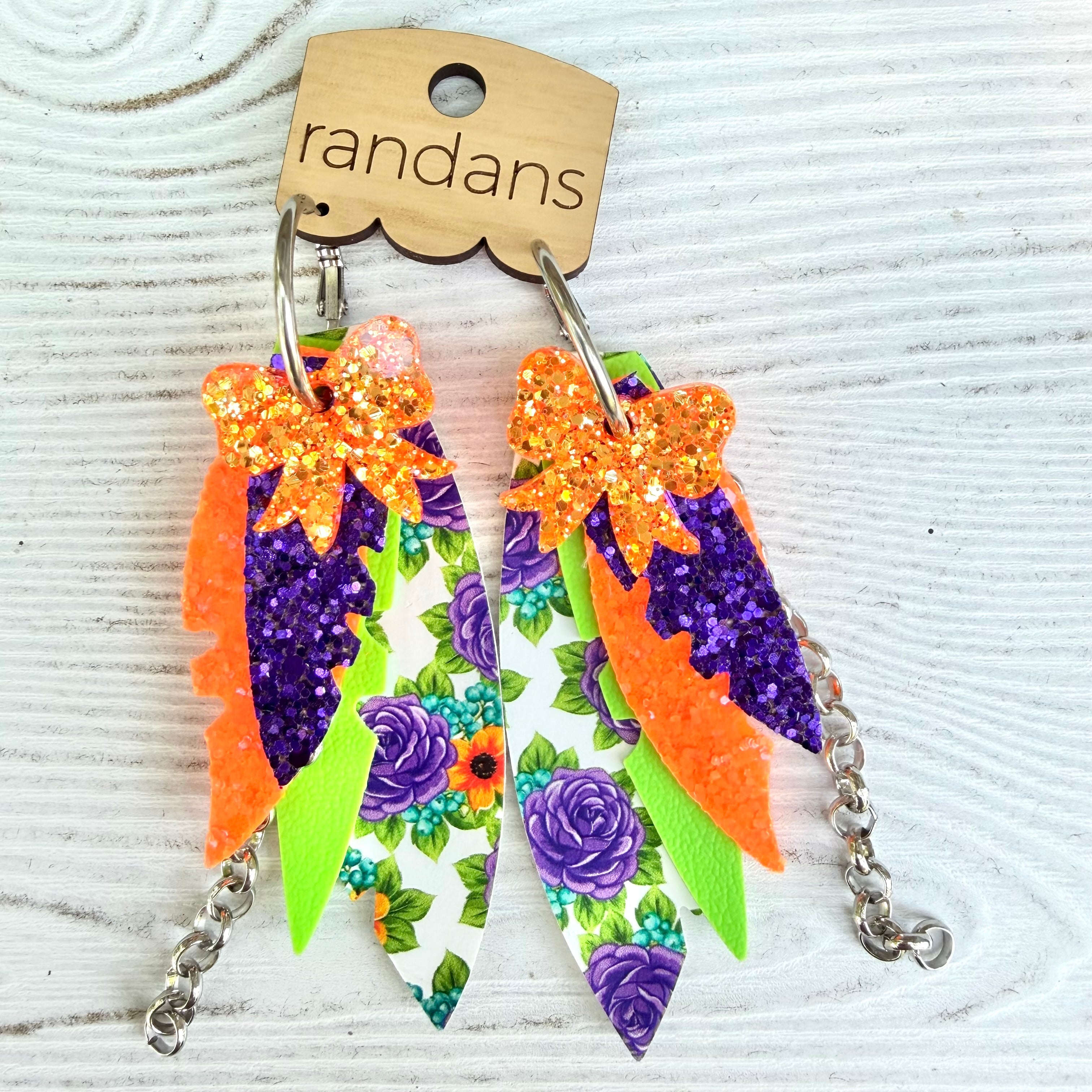 Randans fringe hoop earrings- Halloween- Phoenix-Dear Me Southern Boutique, located in DeRidder, Louisiana