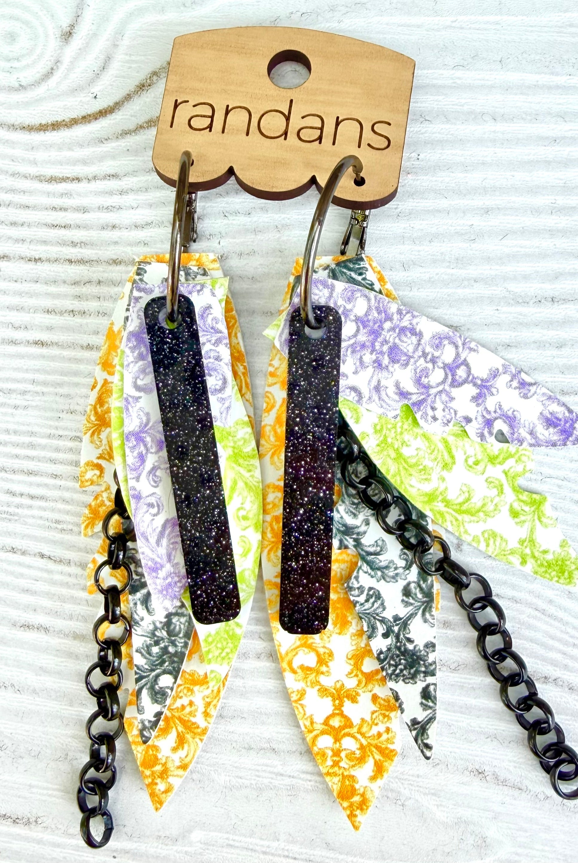 Randans fringe hoop earrings- Halloween- Raven-Dear Me Southern Boutique, located in DeRidder, Louisiana
