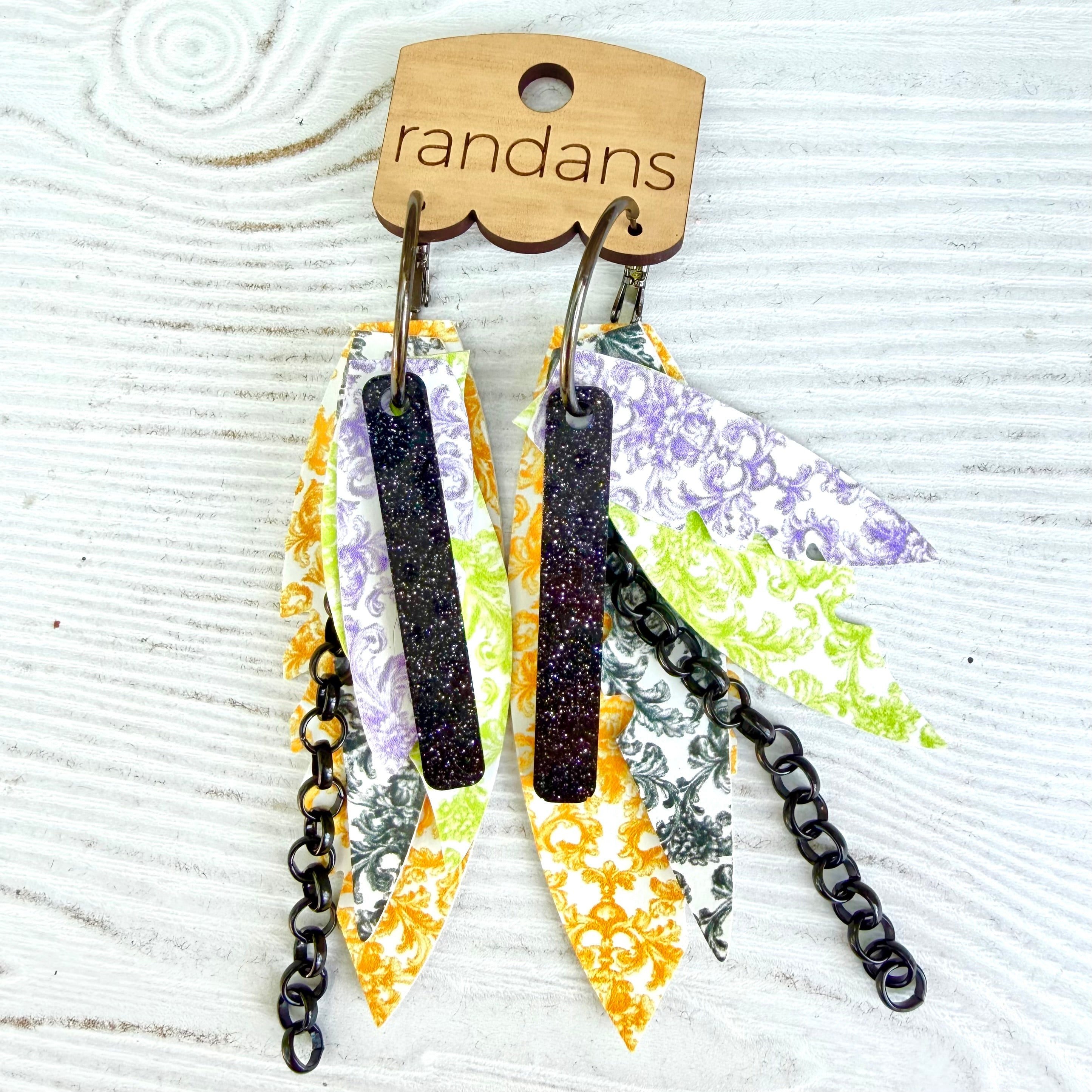 Randans fringe hoop earrings- Halloween- Raven-Dear Me Southern Boutique, located in DeRidder, Louisiana