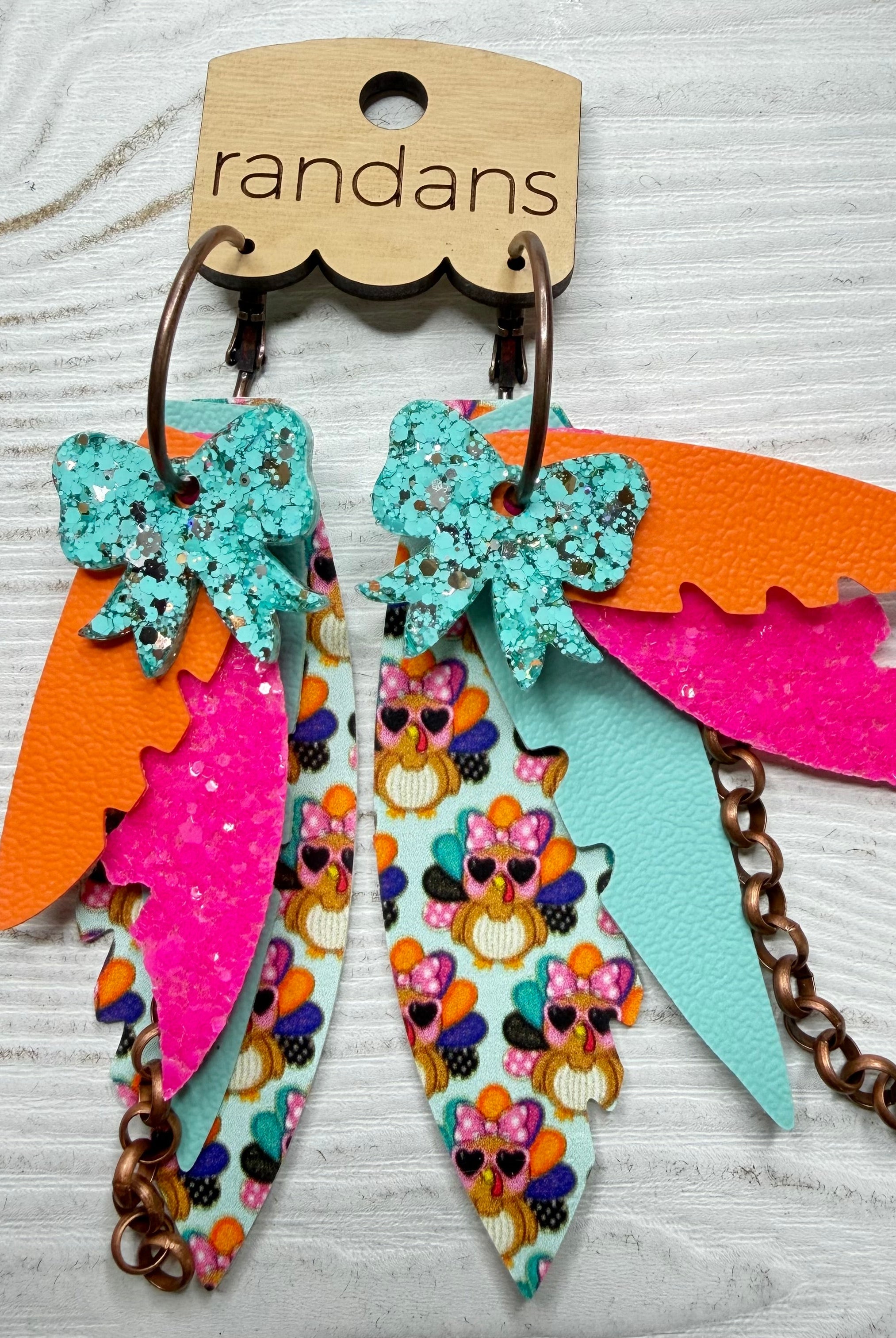 Randans fringe hoop earrings- Thanksgiving- turkey multi-Dear Me Southern Boutique, located in DeRidder, Louisiana
