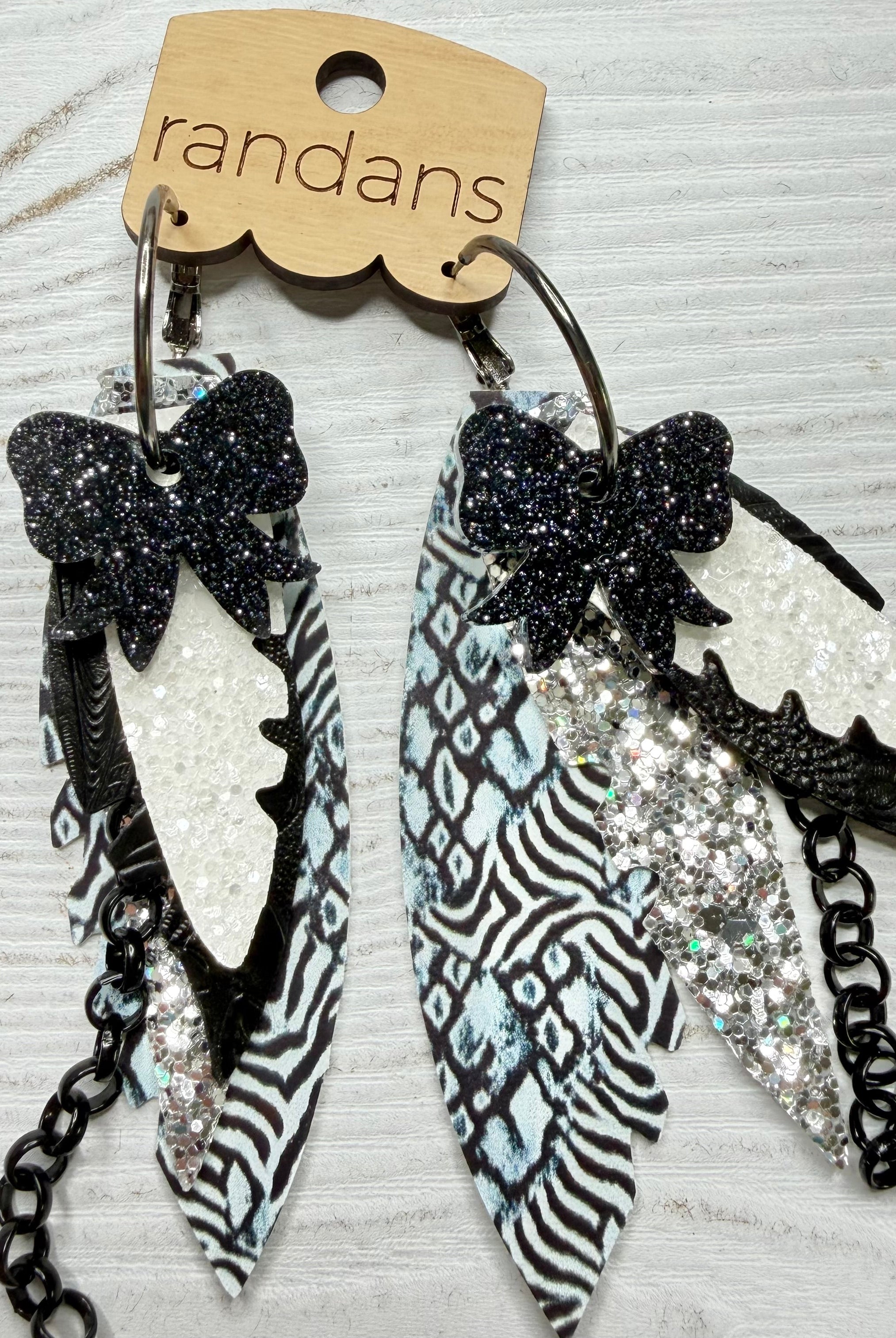 Randans fringe hoop earrings- animal print- zebra-Dear Me Southern Boutique, located in DeRidder, Louisiana