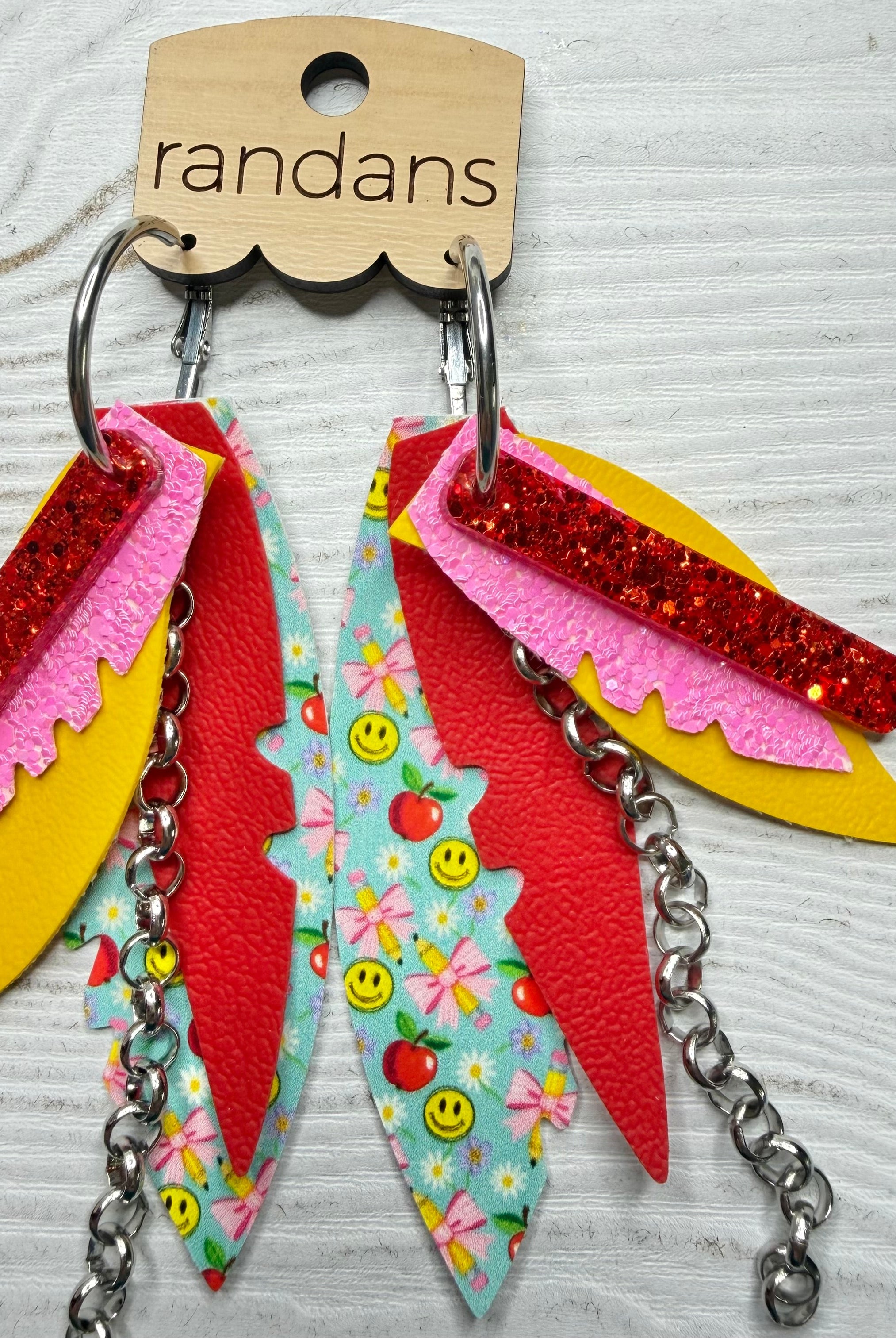 Randans fringe hoop earrings- back to school- apples-Dear Me Southern Boutique, located in DeRidder, Louisiana