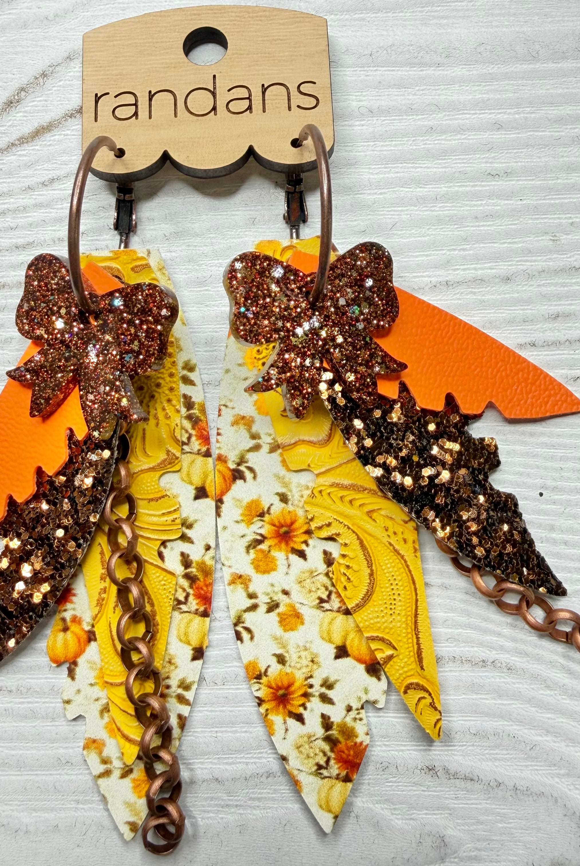 Randans fringe hoop earrings- floral- fall orange-Dear Me Southern Boutique, located in DeRidder, Louisiana
