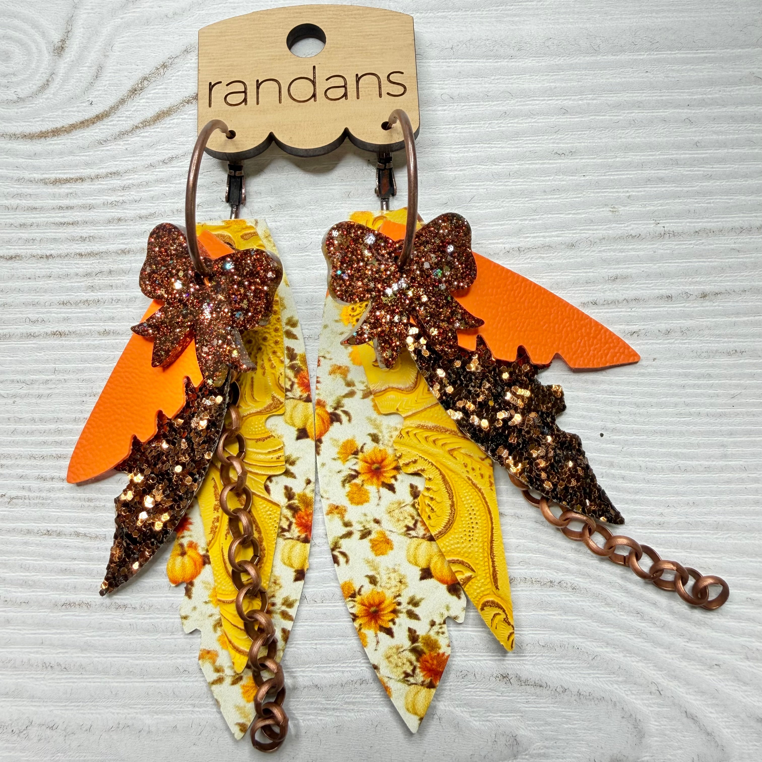 Randans fringe hoop earrings- floral- fall orange-Dear Me Southern Boutique, located in DeRidder, Louisiana
