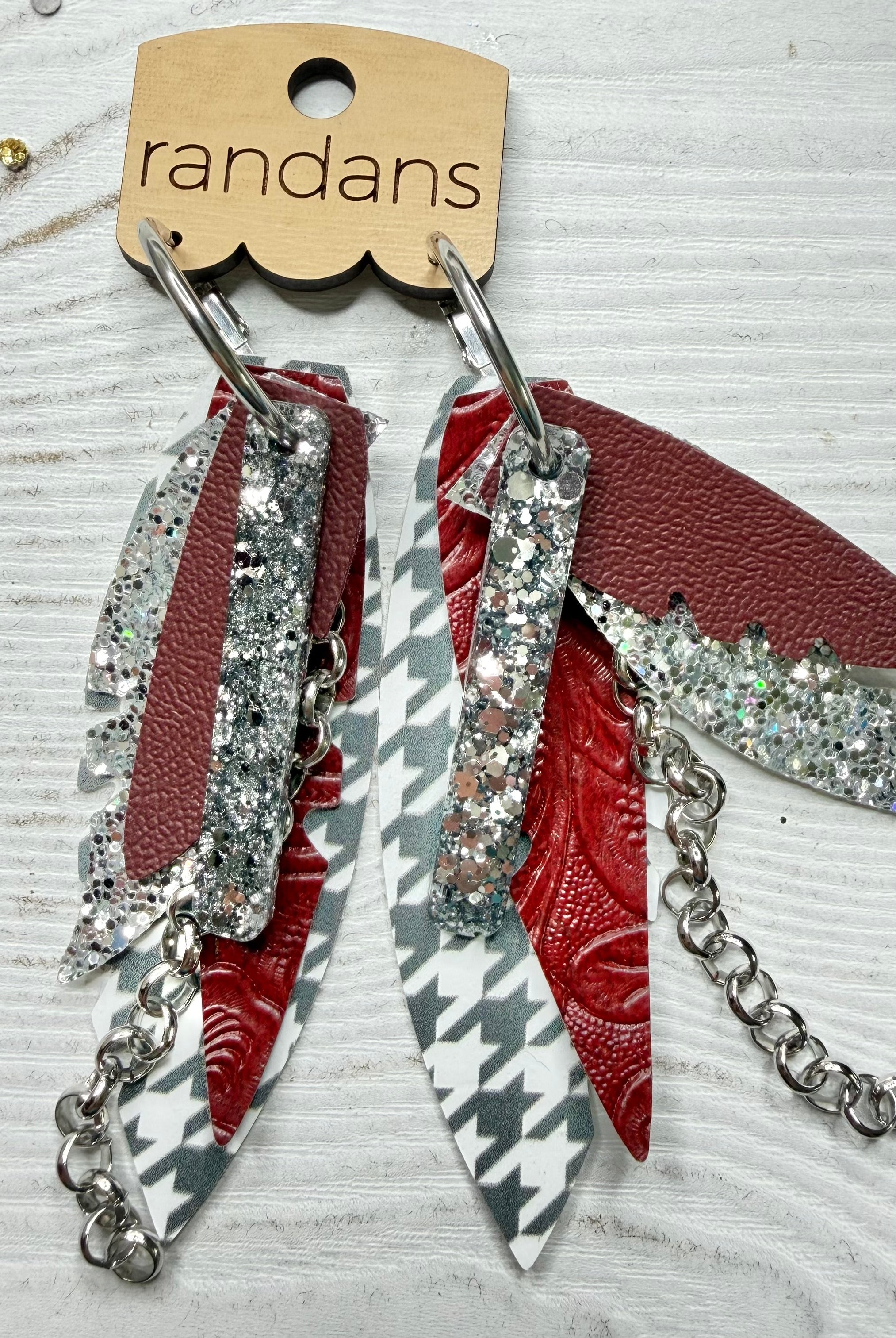 Randans fringe hoop earrings- gameday- maroon silver-Dear Me Southern Boutique, located in DeRidder, Louisiana