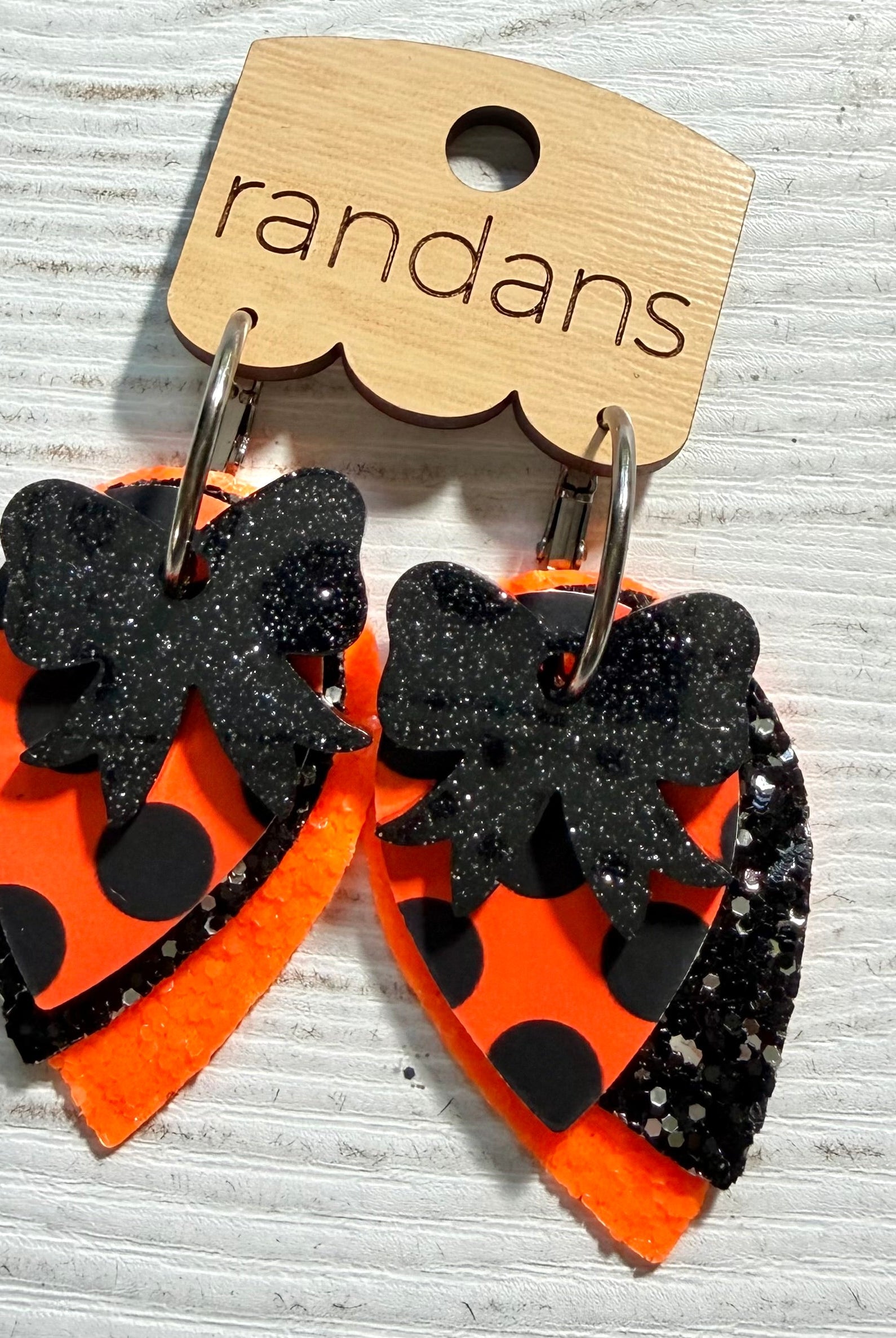 Randans petite fringe hoop earrings- Halloween- polka dots-Dear Me Southern Boutique, located in DeRidder, Louisiana