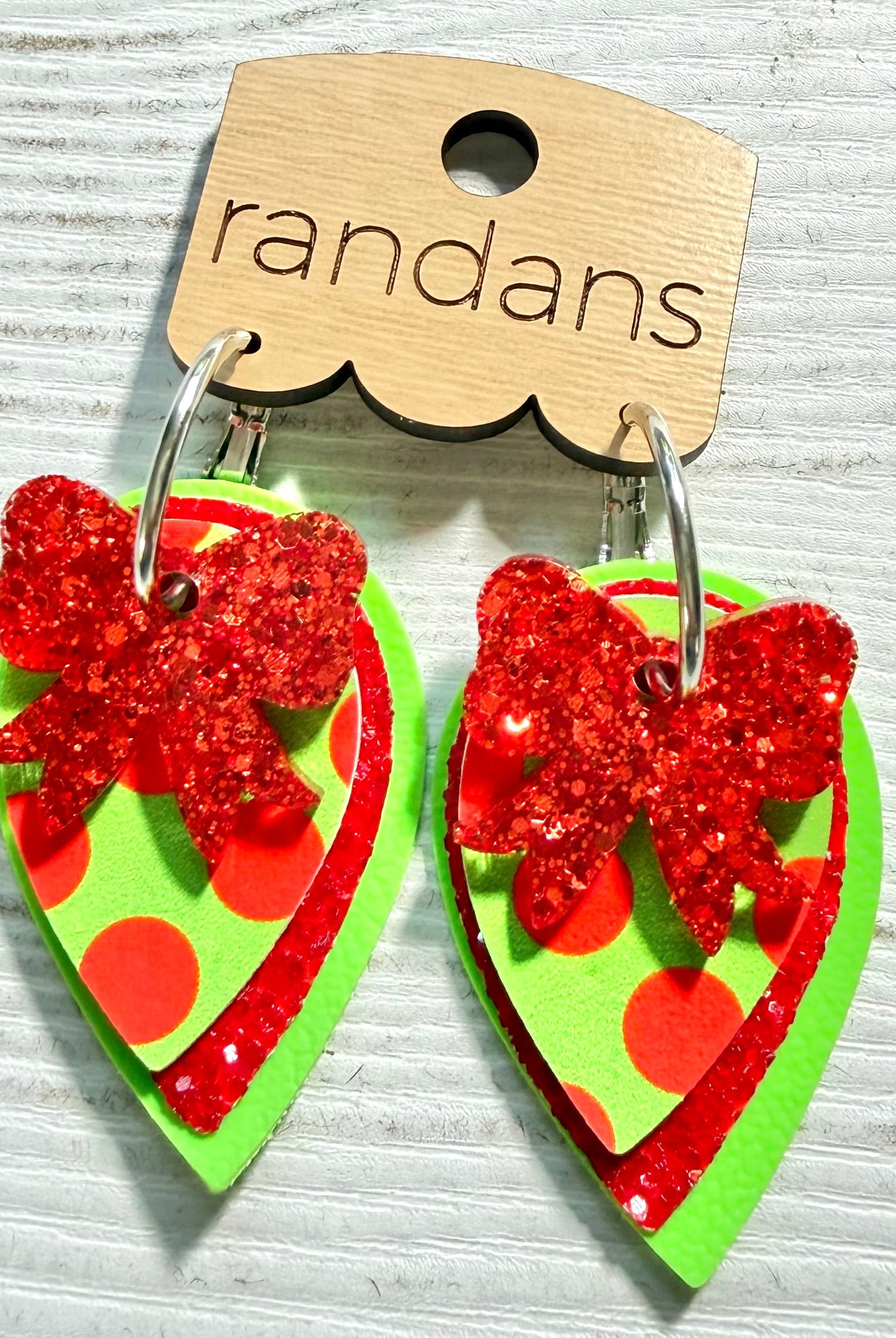 Randans petite fringe hoop earrings- christmas- bright dots-Dear Me Southern Boutique, located in DeRidder, Louisiana
