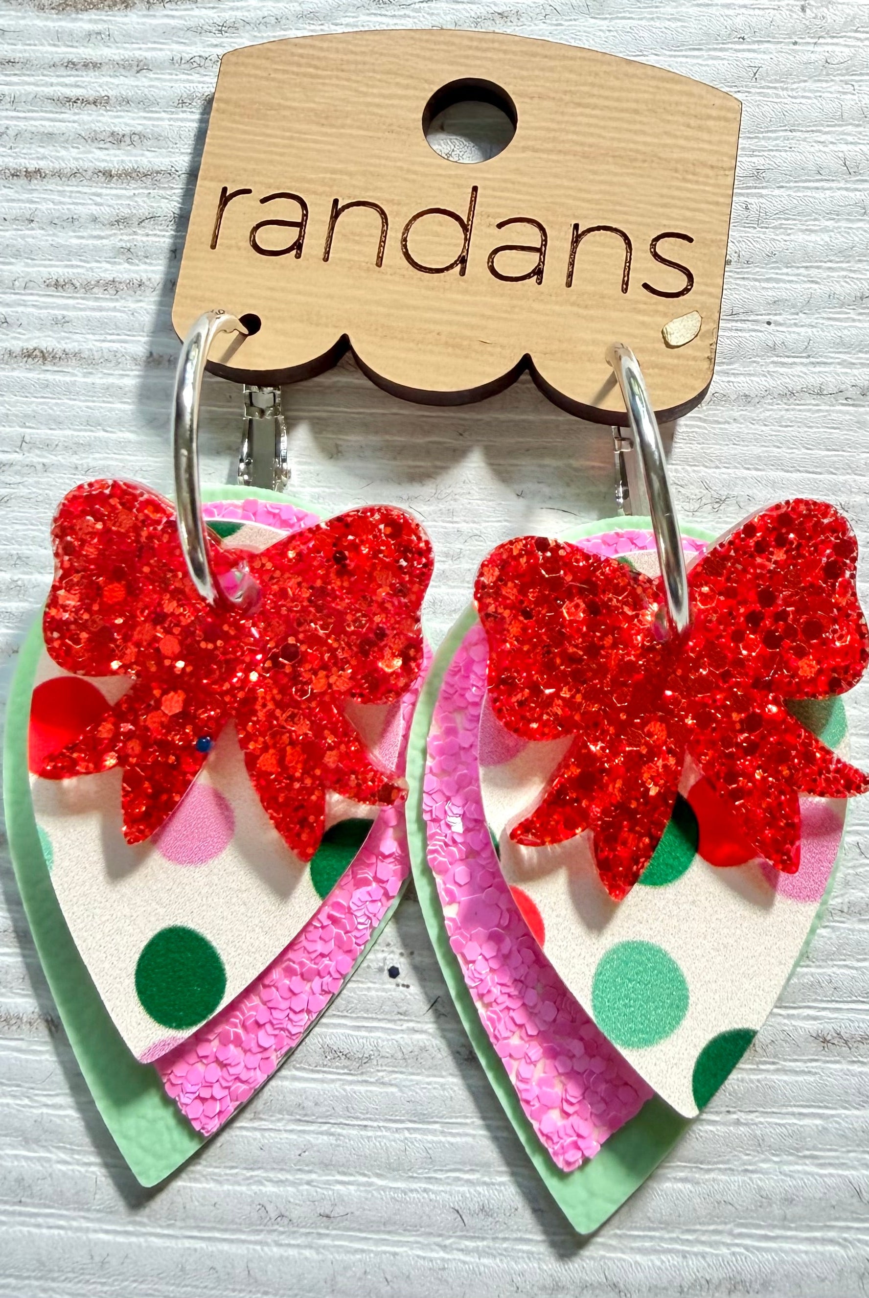 Randans petite fringe hoop earrings- christmas- multi dots-Dear Me Southern Boutique, located in DeRidder, Louisiana