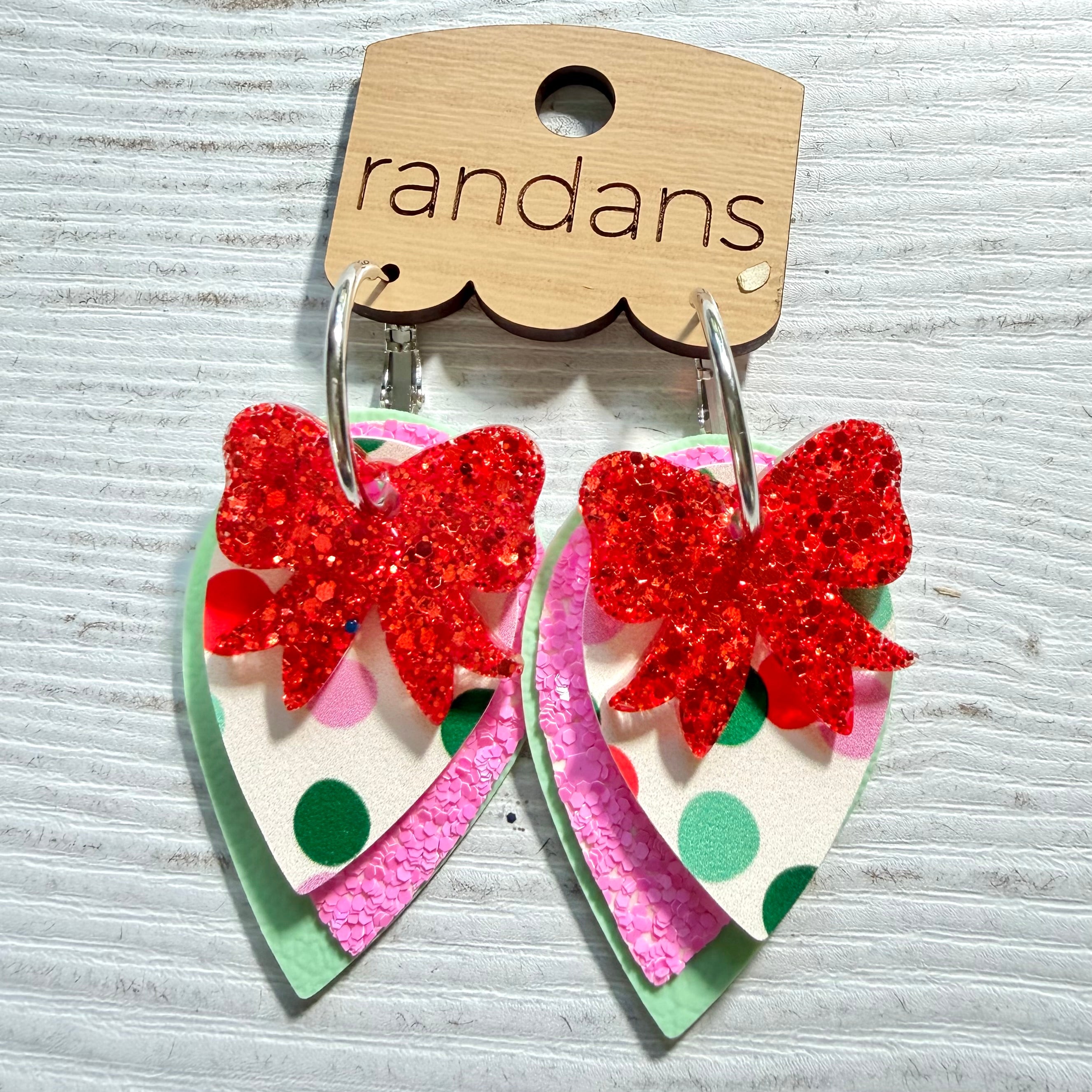 Randans petite fringe hoop earrings- christmas- multi dots-Dear Me Southern Boutique, located in DeRidder, Louisiana