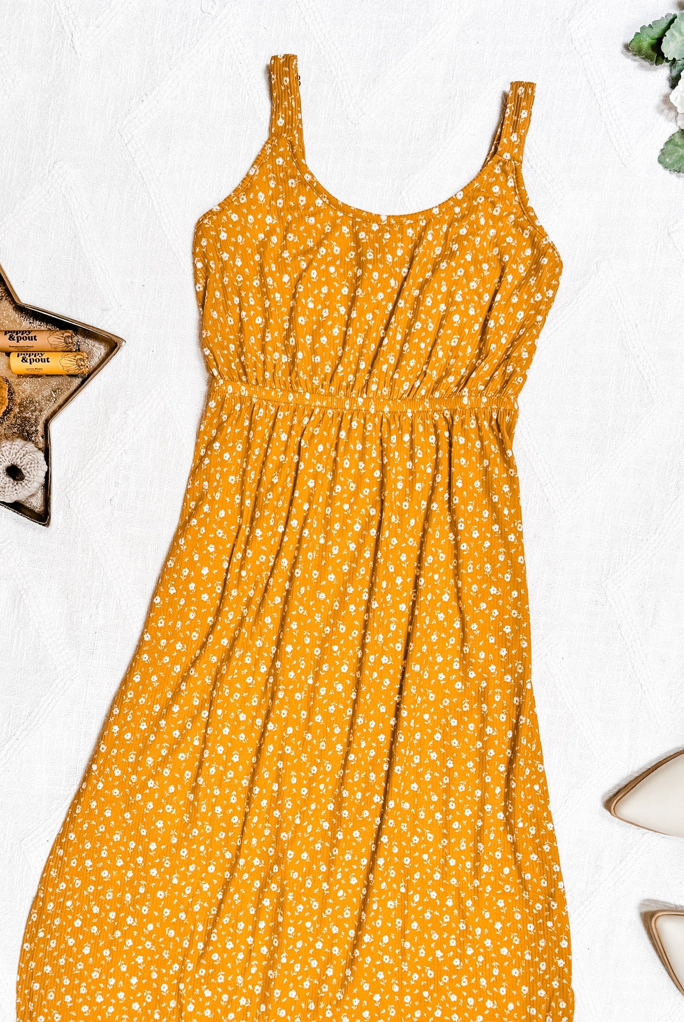 Reagan Ribbed Midi Dress - Pumpkin Floral-Dresses-Dear Me Southern Boutique, located in DeRidder, Louisiana