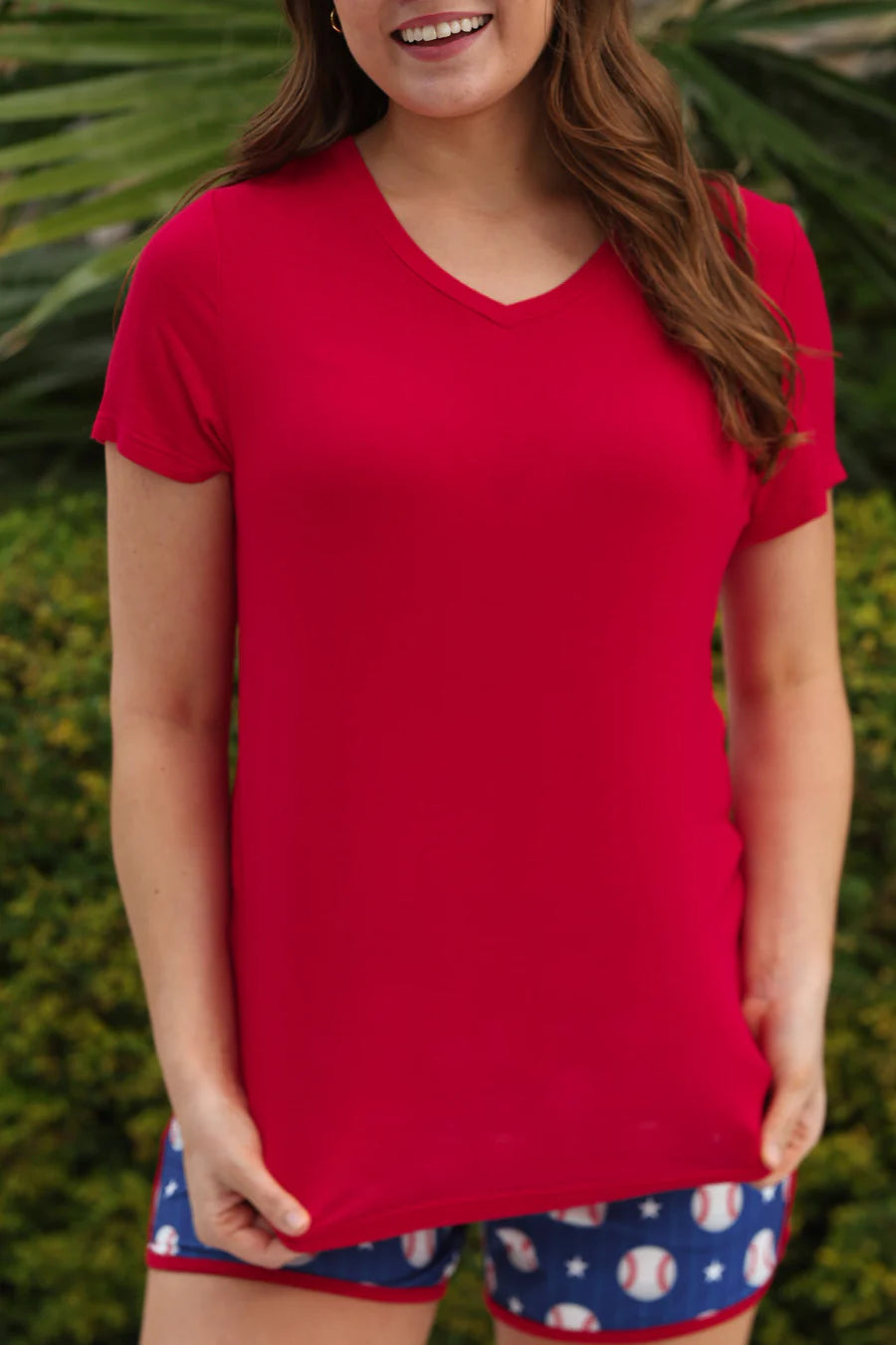 Red Basic Tee-Graphic Tops-Dear Me Southern Boutique, located in DeRidder, Louisiana
