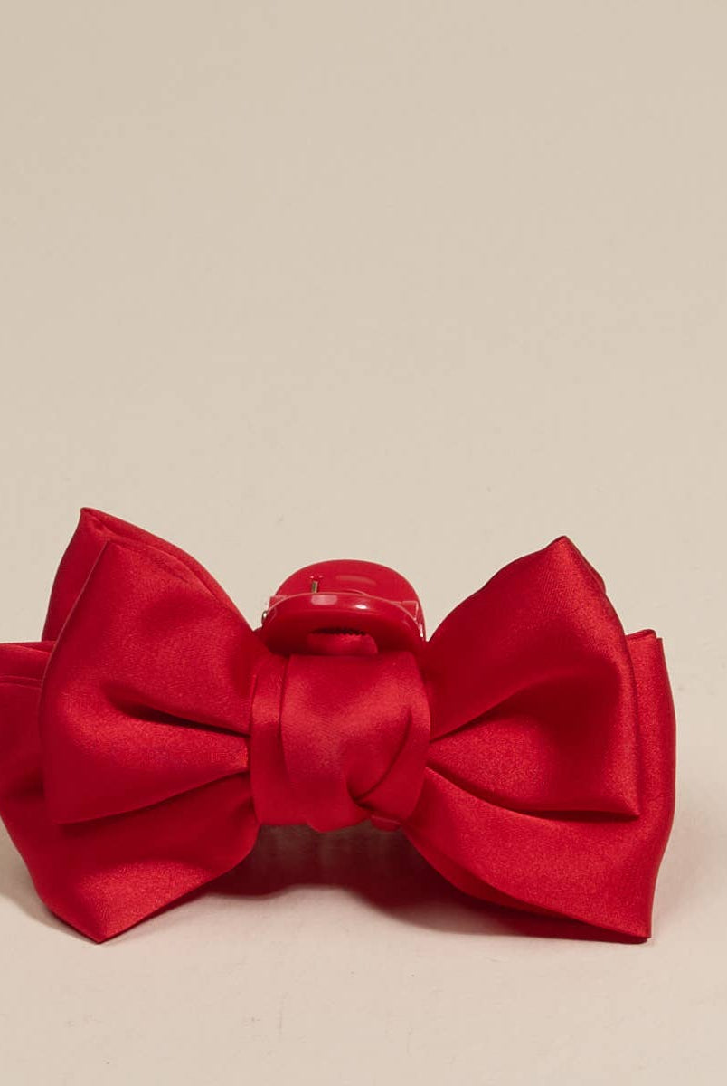 Red - Mini Satin Bougie Bow Claw Clip-Hair Clips-Dear Me Southern Boutique, located in DeRidder, Louisiana