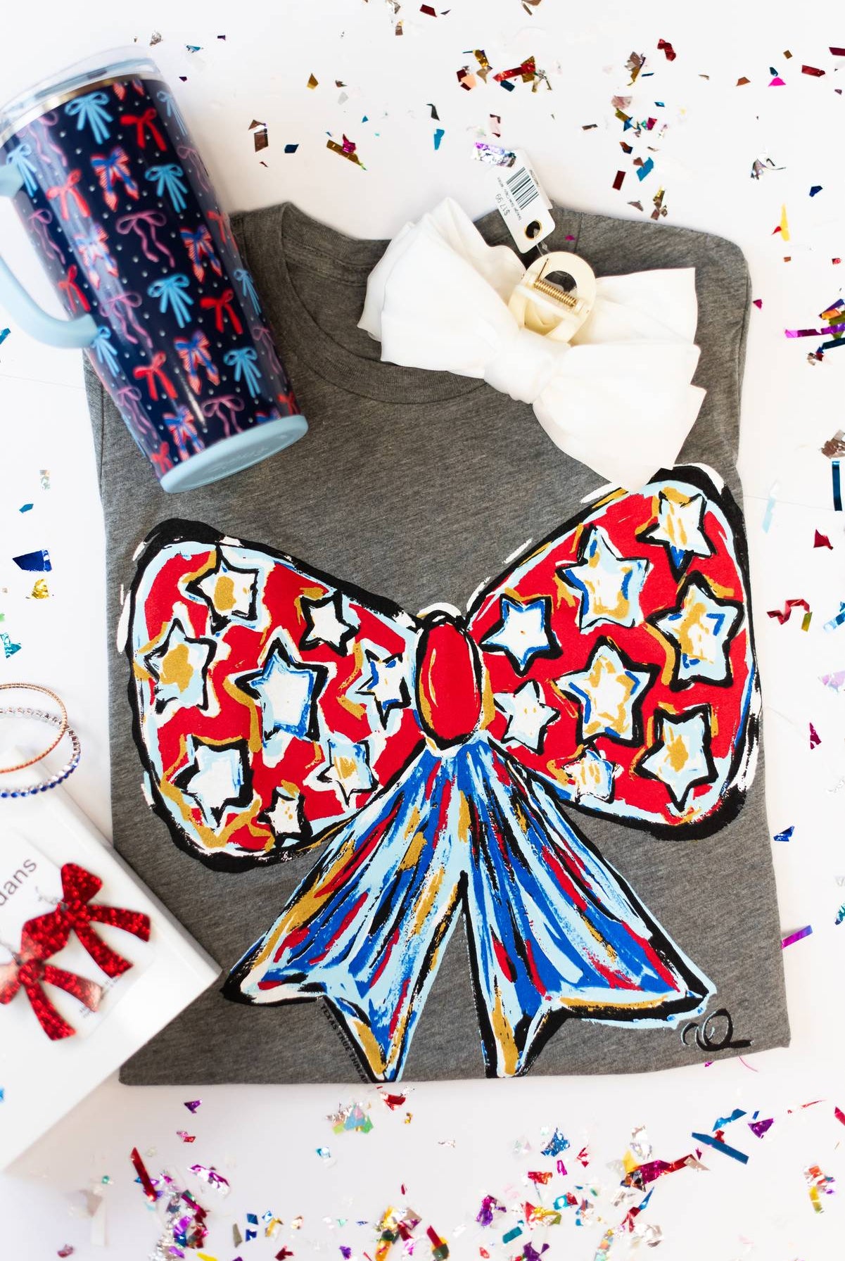 Red White and Bow Kids Tee-JAG Tops-Dear Me Southern Boutique, located in DeRidder, Louisiana