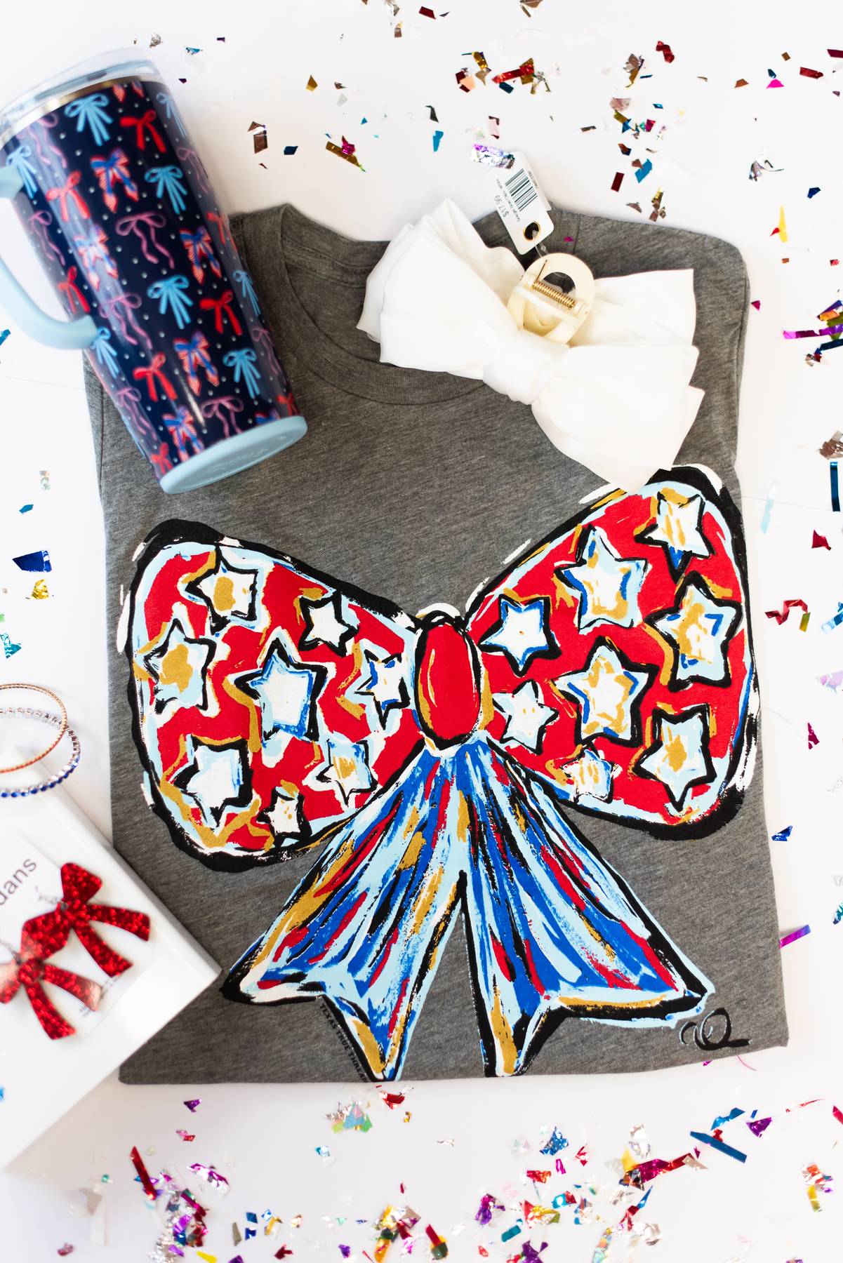 Red White and Bow Kids Tee-JAG Tops-Dear Me Southern Boutique, located in DeRidder, Louisiana