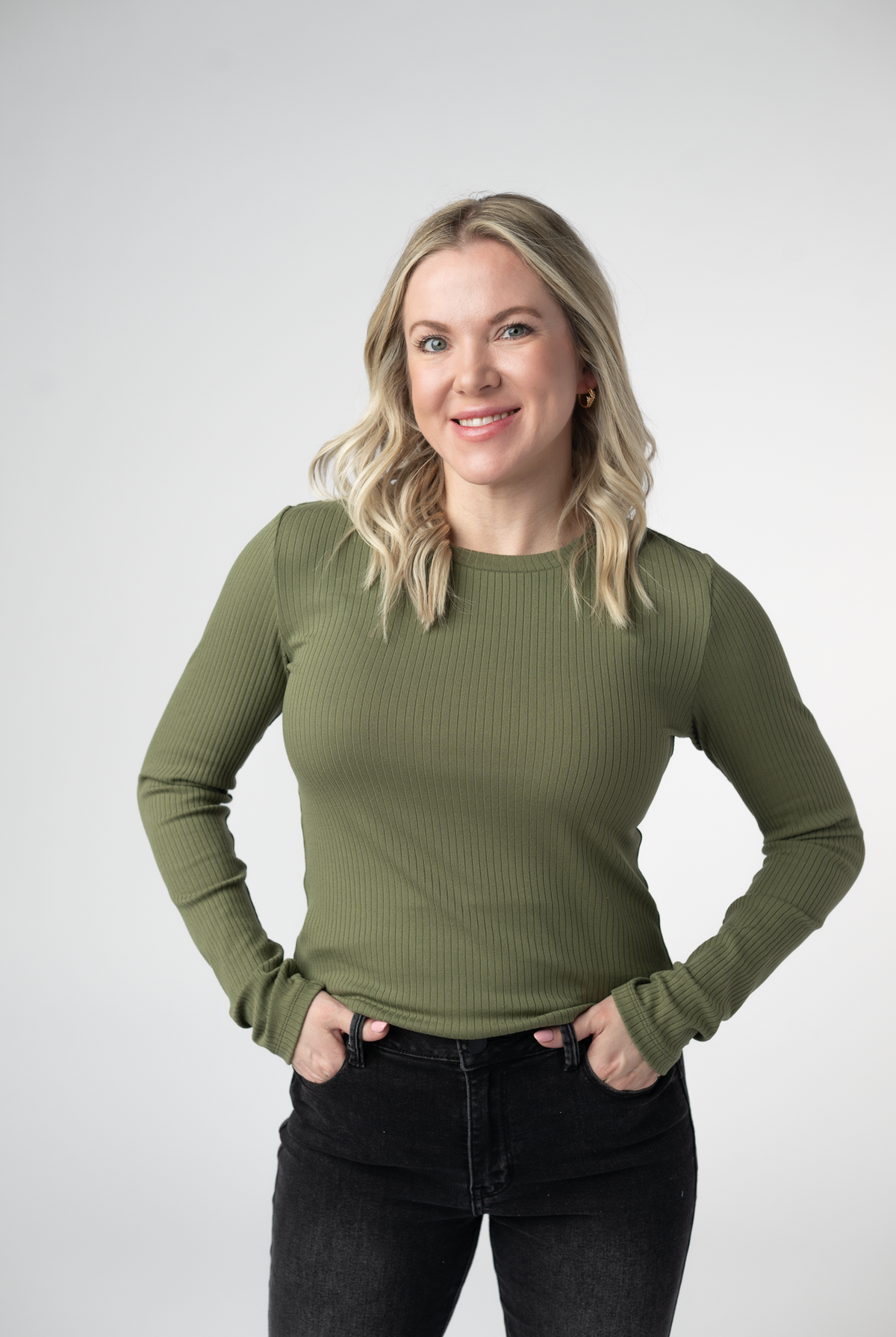Reese Ribbed Long Sleeve Top - Olive-Tops-Dear Me Southern Boutique, located in DeRidder, Louisiana