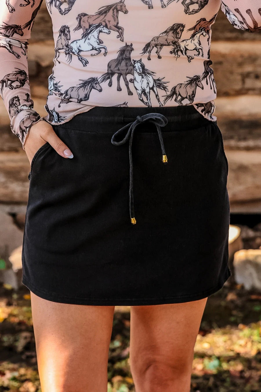 Refined Denim Stretch Skort-Black Wash-Skort-Dear Me Southern Boutique, located in DeRidder, Louisiana