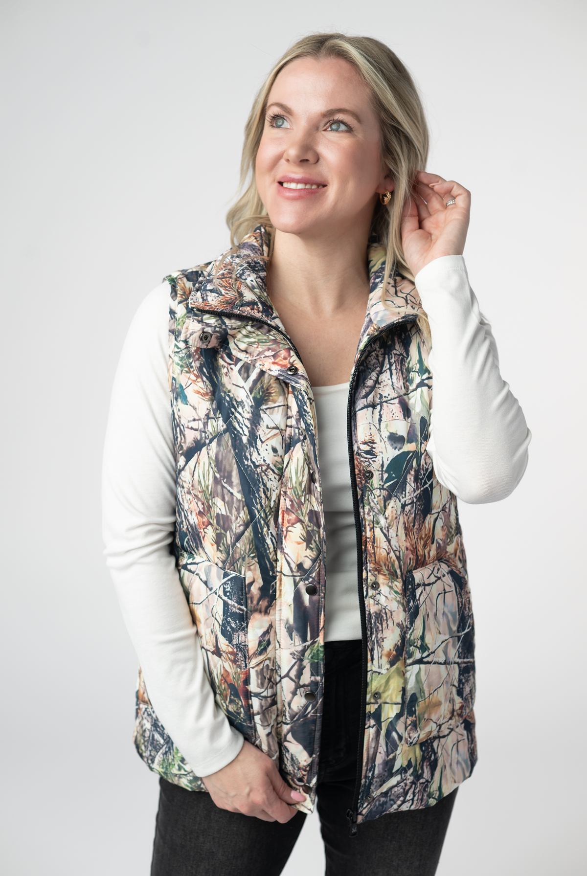 Remy Zip Up Vest - Dark Camo-Vest-Dear Me Southern Boutique, located in DeRidder, Louisiana