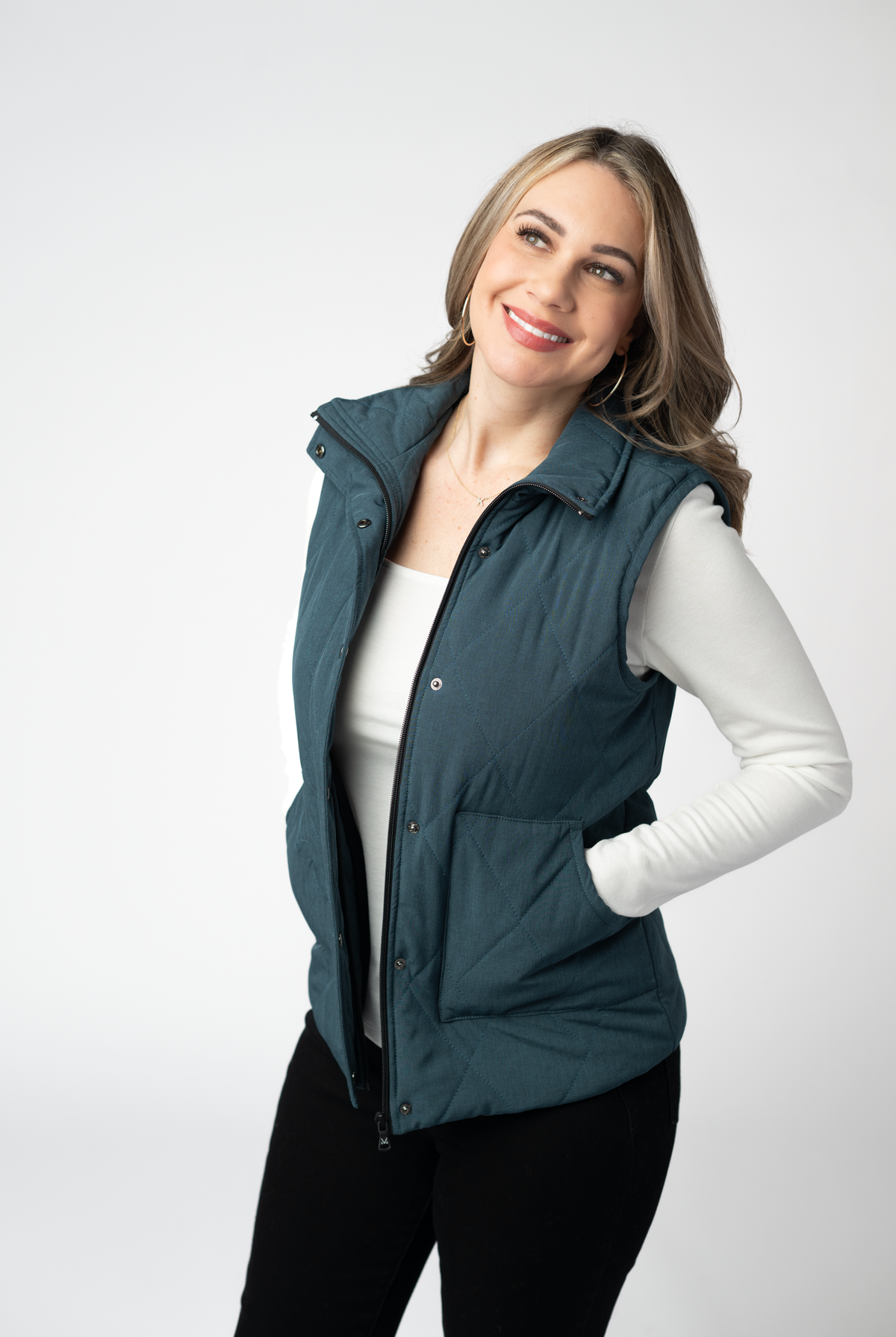 Remy Zip Up Vest - Teal-Vest-Dear Me Southern Boutique, located in DeRidder, Louisiana