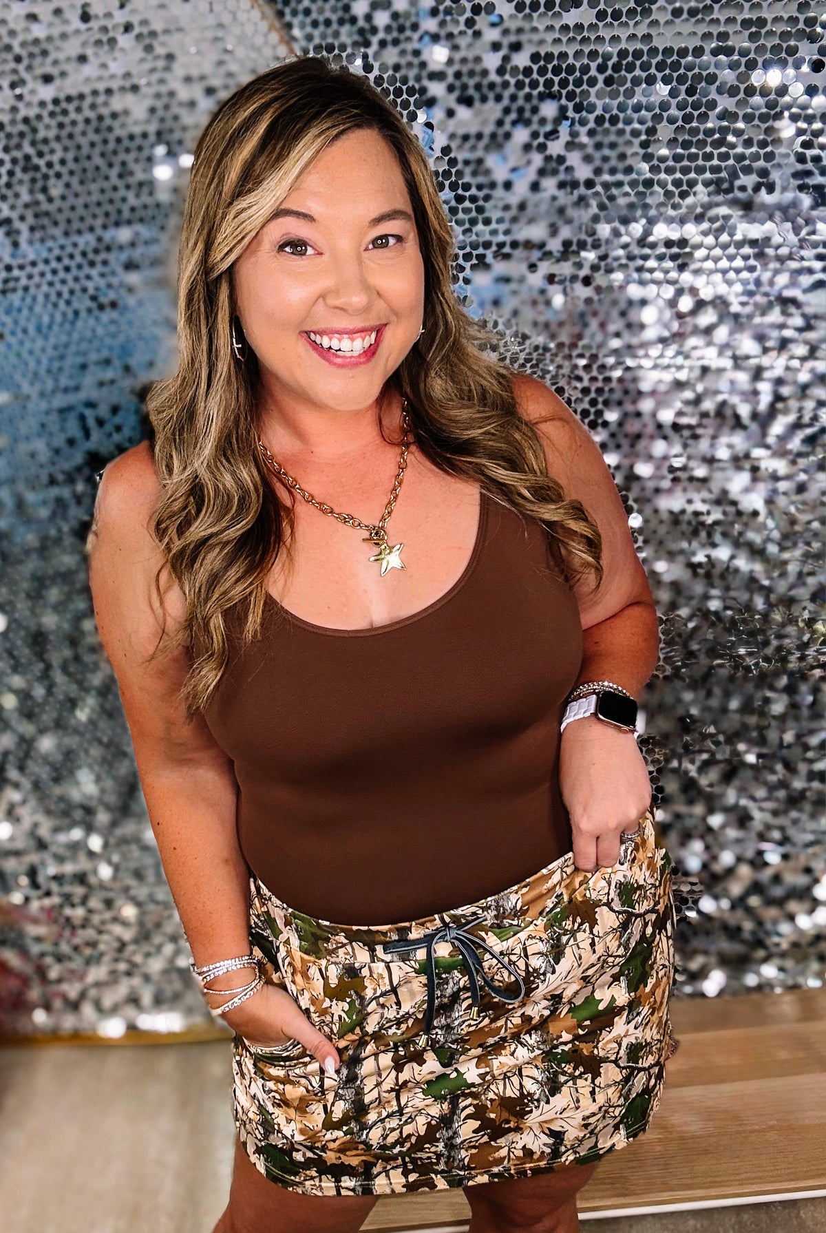 Reversible Seamless Built-in Bra Tank- Coffee-Tanks/Bodysuits-Dear Me Southern Boutique, located in DeRidder, Louisiana