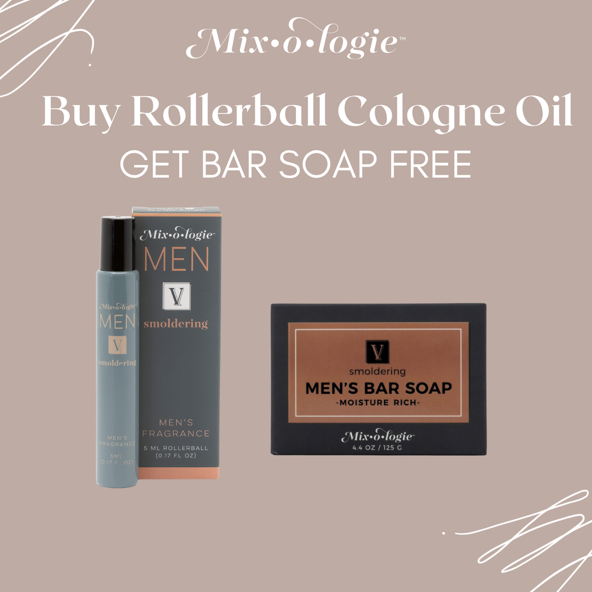Rollerball Cologne for Men (5 mL) with Free Bar Soap by Mixologie-Presales-Dear Me Southern Boutique, located in DeRidder, Louisiana