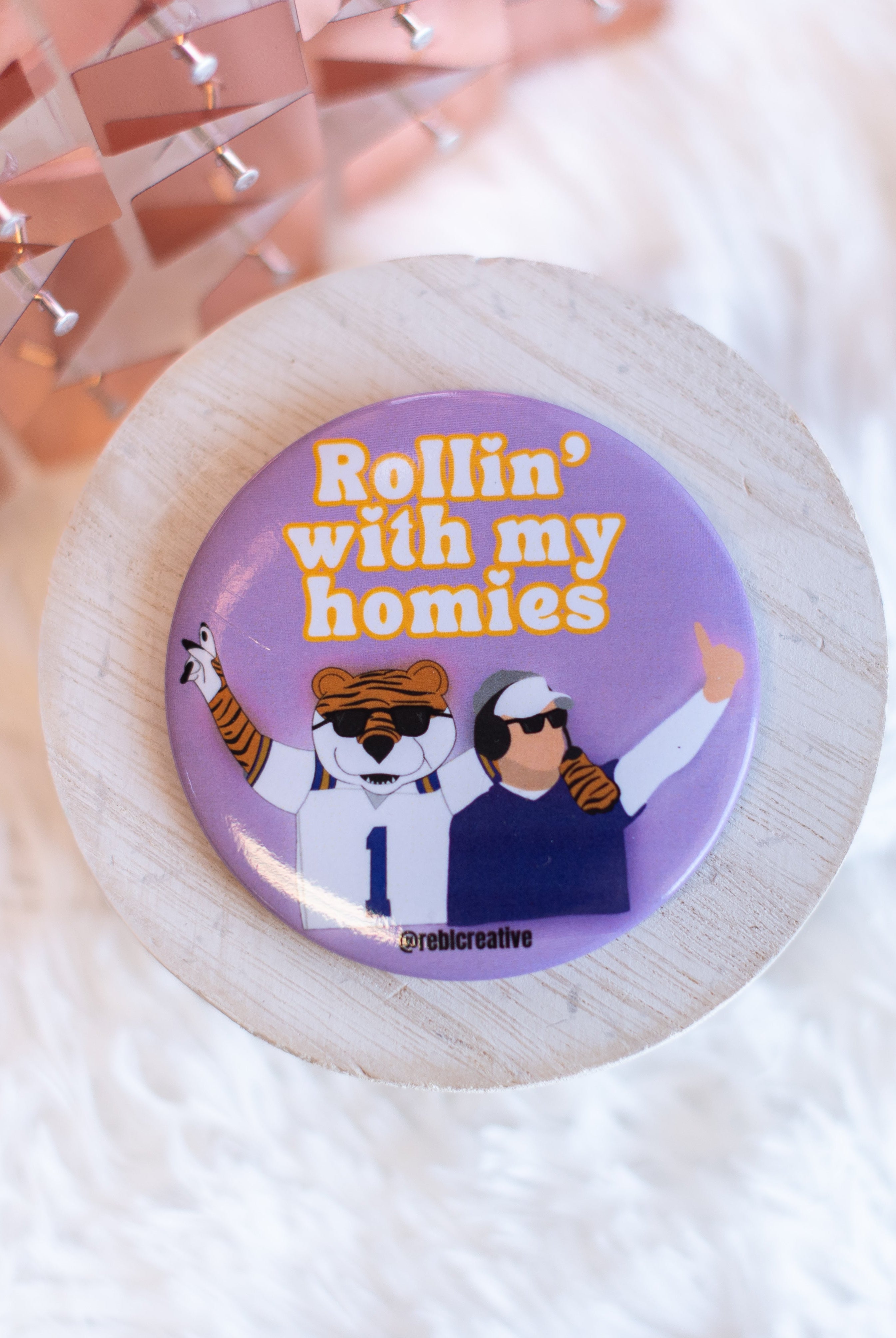 Rollin' with my Homies Game Day Button-Buttons-Dear Me Southern Boutique, located in DeRidder, Louisiana
