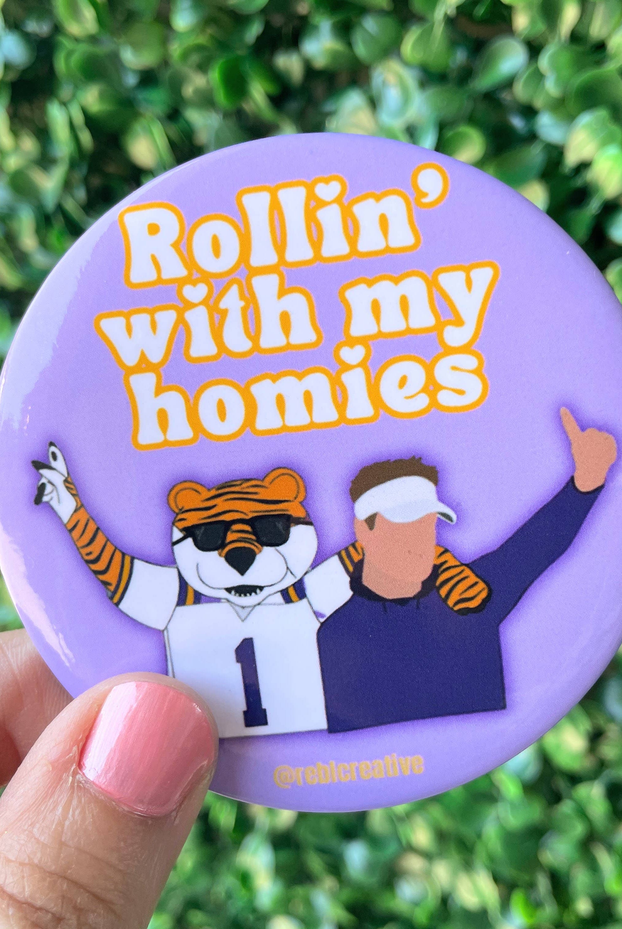 Rollin with my Homies - Game Day Button-Dear Me Southern Boutique, located in DeRidder, Louisiana