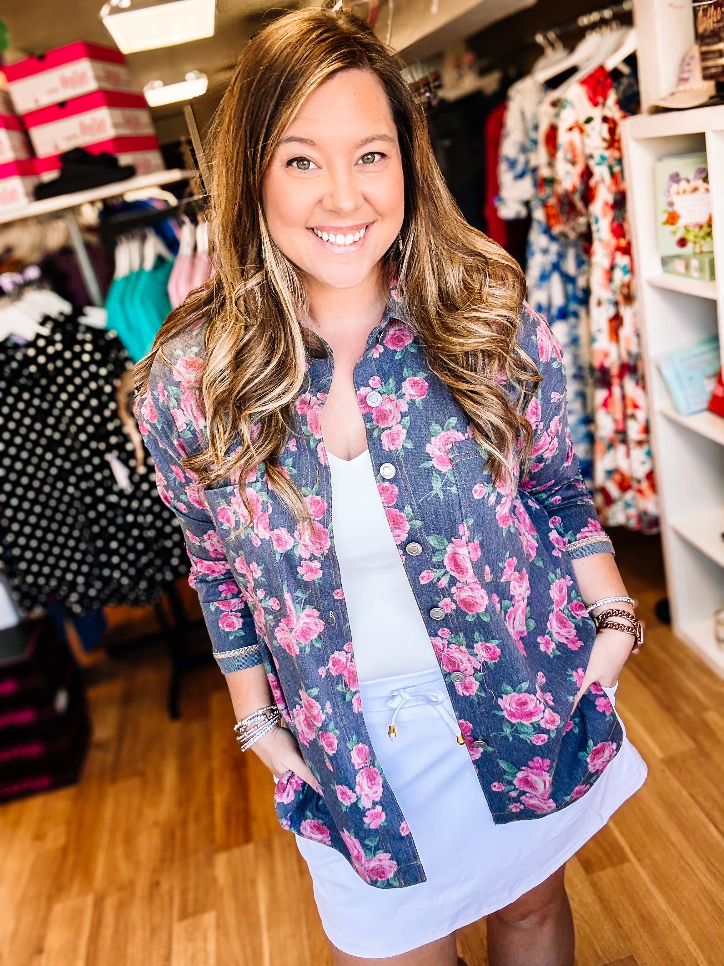 Rosie Refined Lightweight Denim Shacket-Dear Me Southern Boutique, located in DeRidder, Louisiana