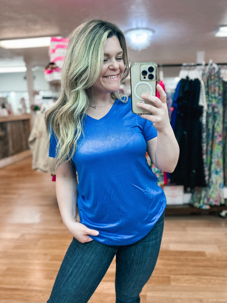 Royal Blue Basic Tee-Tops-Dear Me Southern Boutique, located in DeRidder, Louisiana