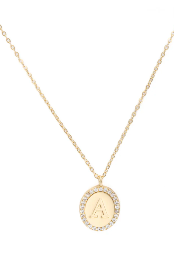 Samantha Initial Necklace-Jewelry - Necklaces-Dear Me Southern Boutique, located in DeRidder, Louisiana