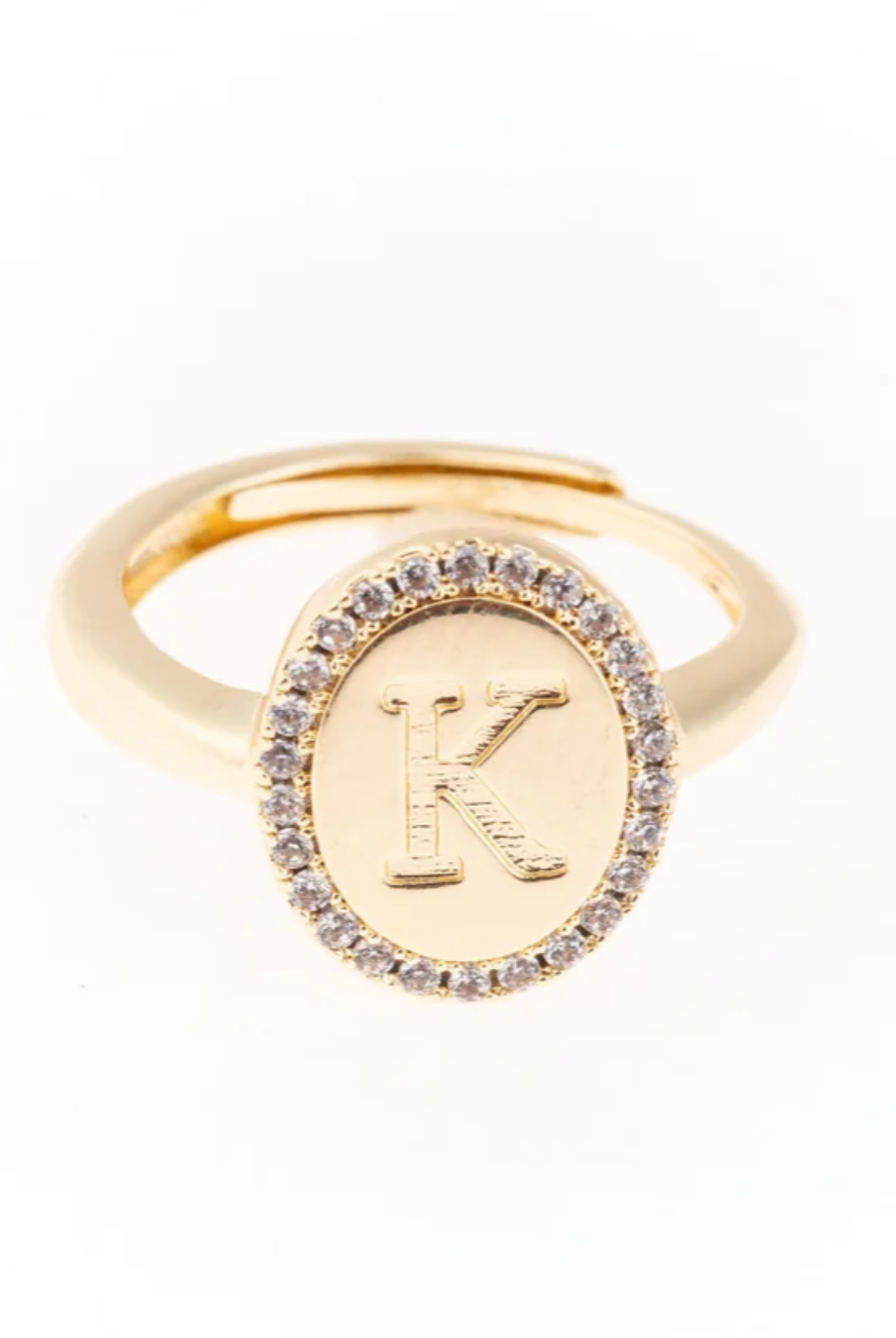 Samantha Initial Ring-Jewelry - Rings-Dear Me Southern Boutique, located in DeRidder, Louisiana