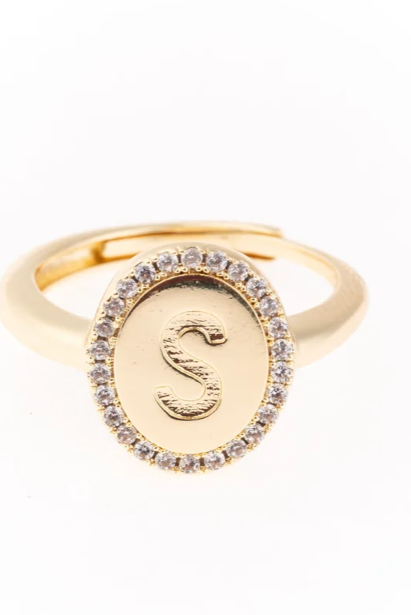 Samantha Initial Ring-Jewelry - Rings-Dear Me Southern Boutique, located in DeRidder, Louisiana