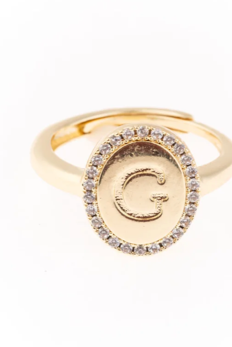 Samantha Initial Ring-Jewelry - Rings-Dear Me Southern Boutique, located in DeRidder, Louisiana