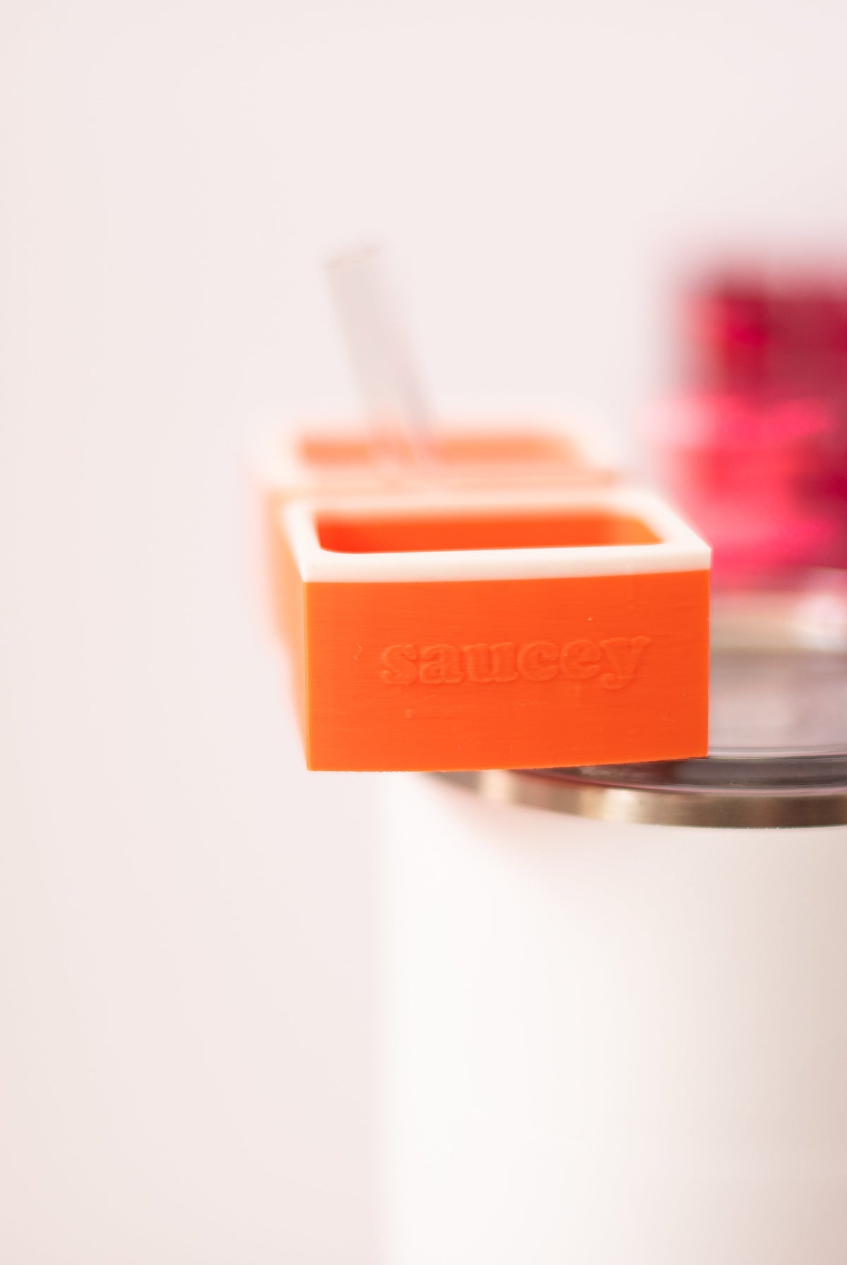 Sauce Cup Holder-Orange/White-Drinkwear-Dear Me Southern Boutique, located in DeRidder, Louisiana