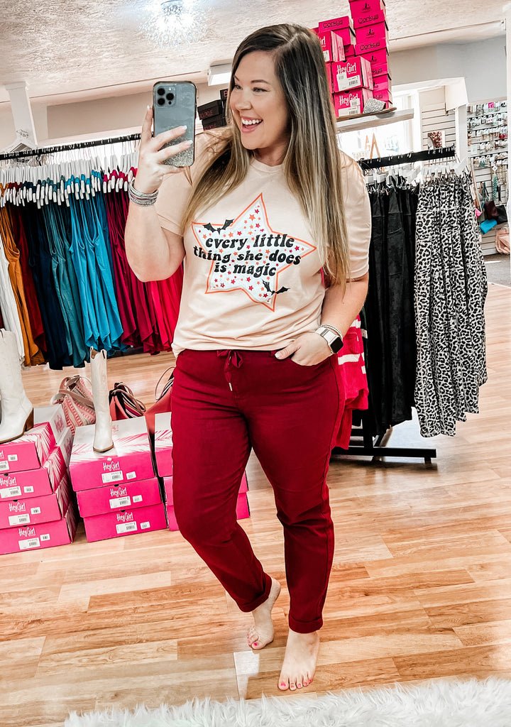 Scarlet Judy Blue Joggers-Dear Me Southern Boutique, located in DeRidder, Louisiana