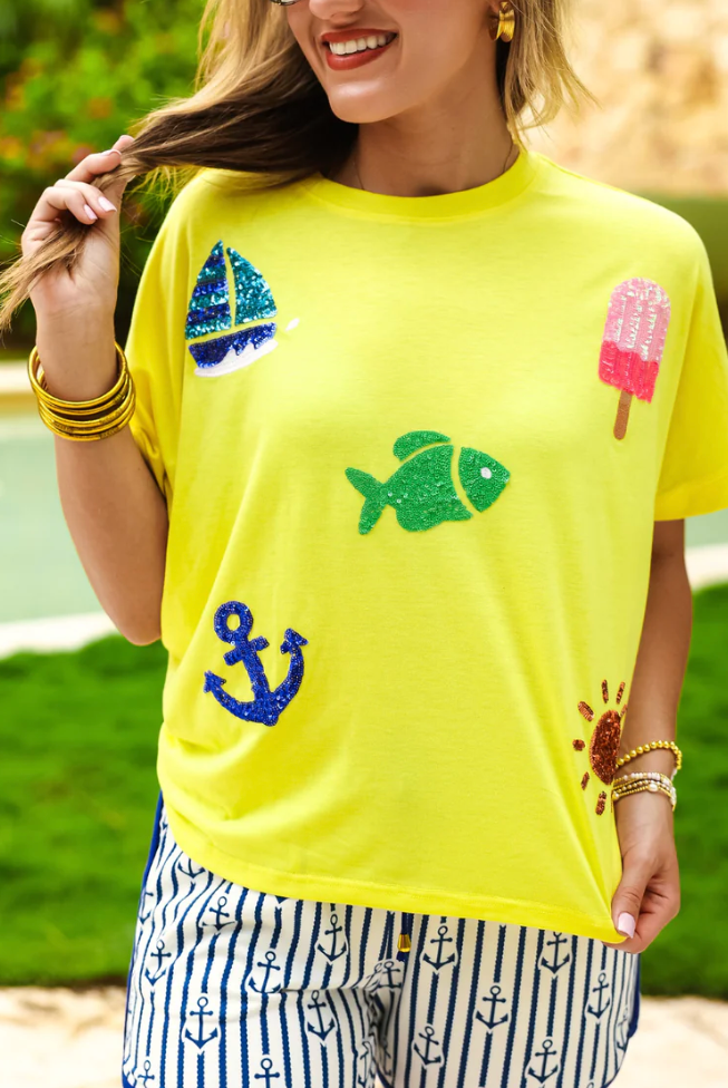 Set Sail Sequin Patch Top-Blouses-Dear Me Southern Boutique, located in DeRidder, Louisiana