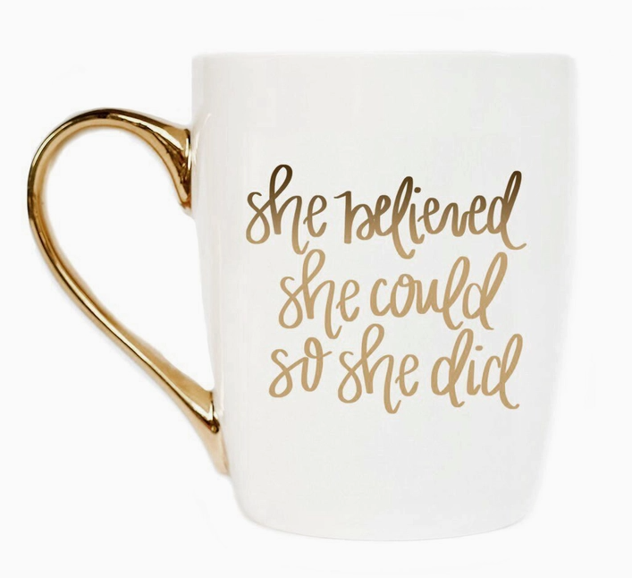 She Believed She Could Coffee Mug-Tumblers/Mugs-Dear Me Southern Boutique, located in DeRidder, Louisiana