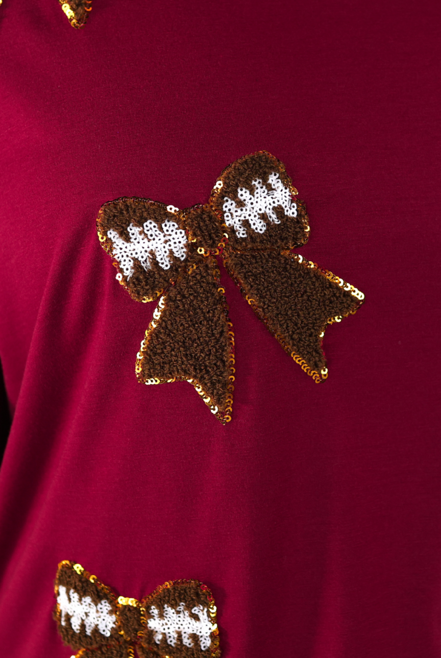 Sideline Sparkle Ruffle Top, Maroon-Top-Dear Me Southern Boutique, located in DeRidder, Louisiana