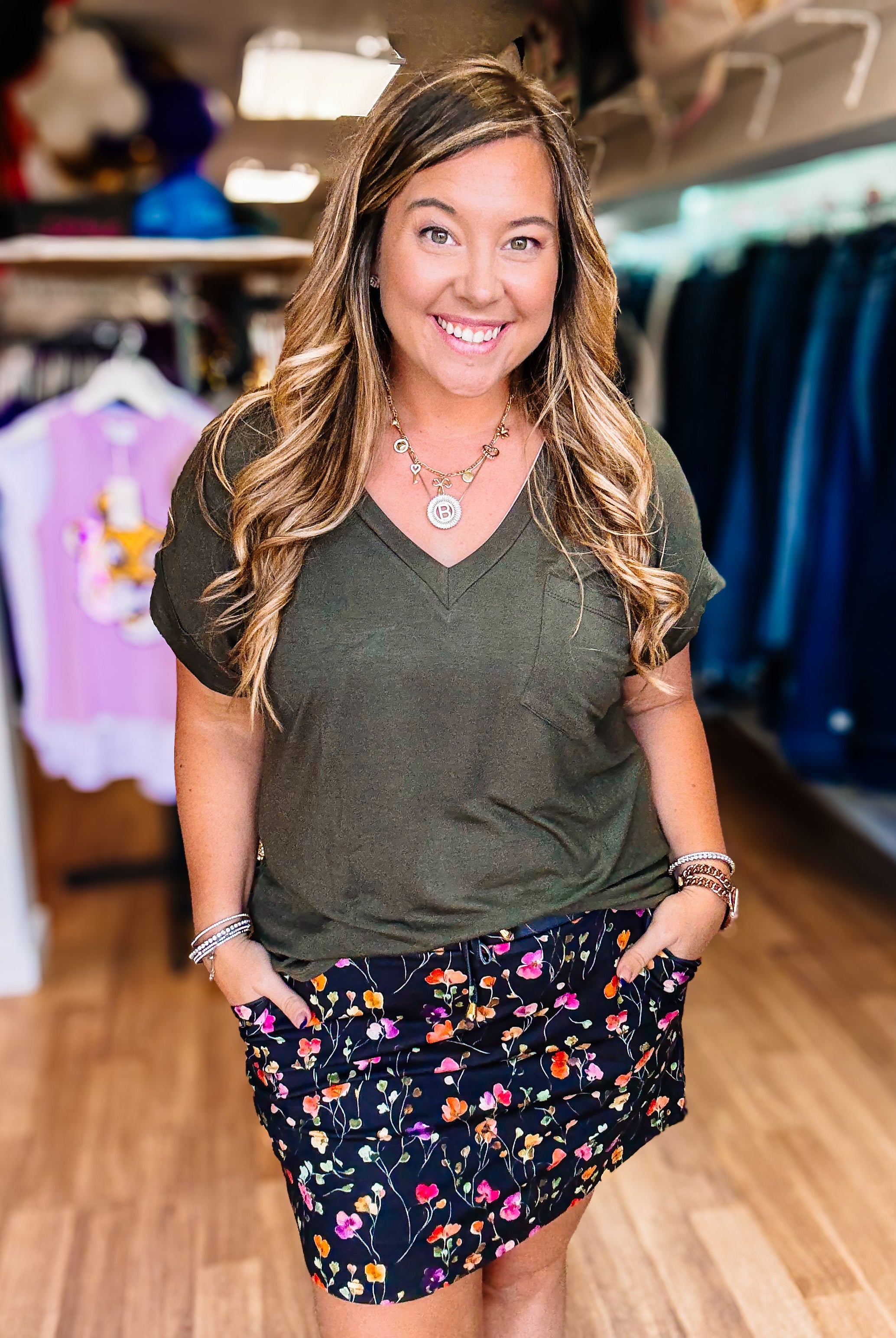 Sierra Pocket Top - Olive-Blouses-Dear Me Southern Boutique, located in DeRidder, Louisiana