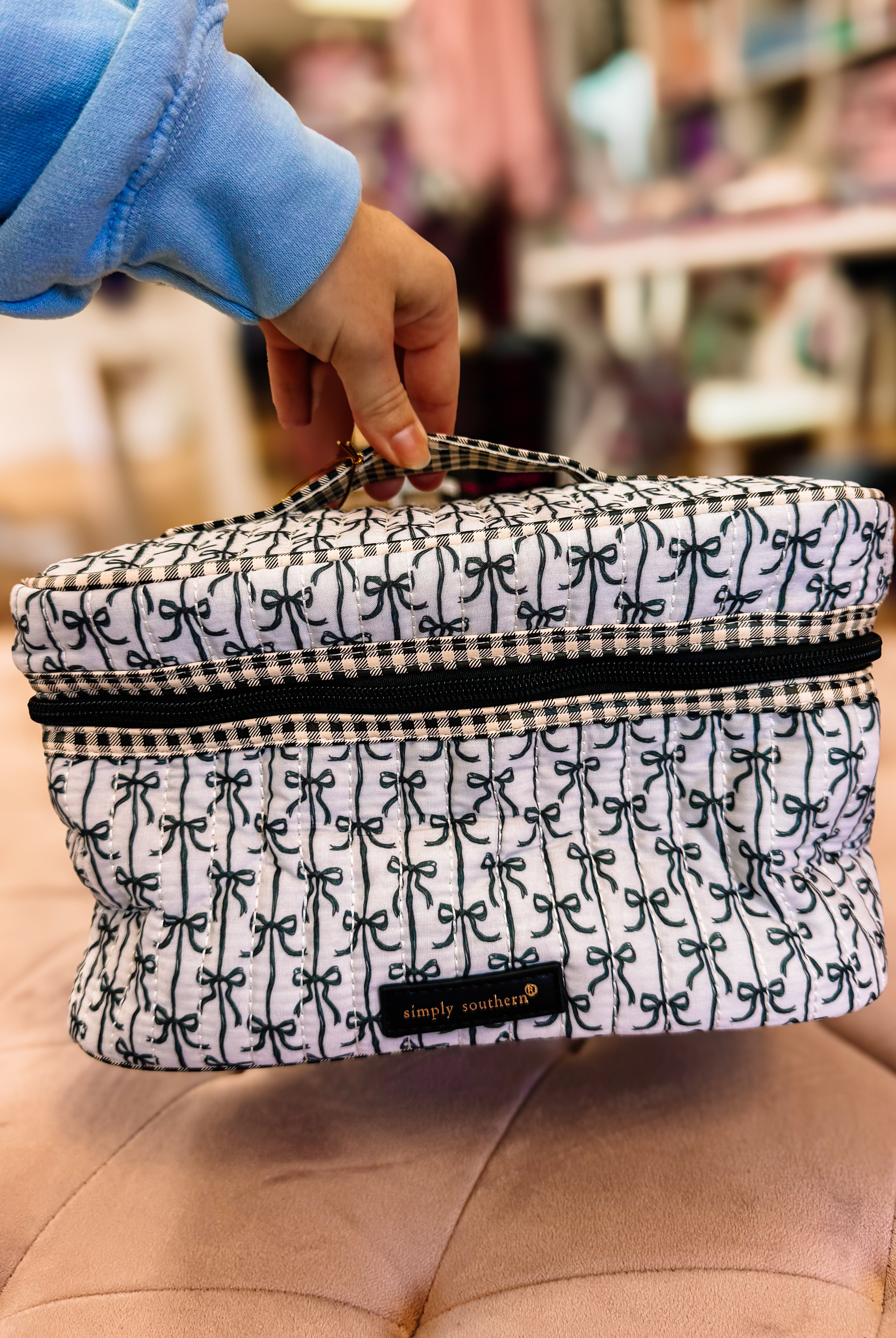 Simply Southern Black Bow Large Makeup Travel Bag-Travel Bag-Dear Me Southern Boutique, located in DeRidder, Louisiana