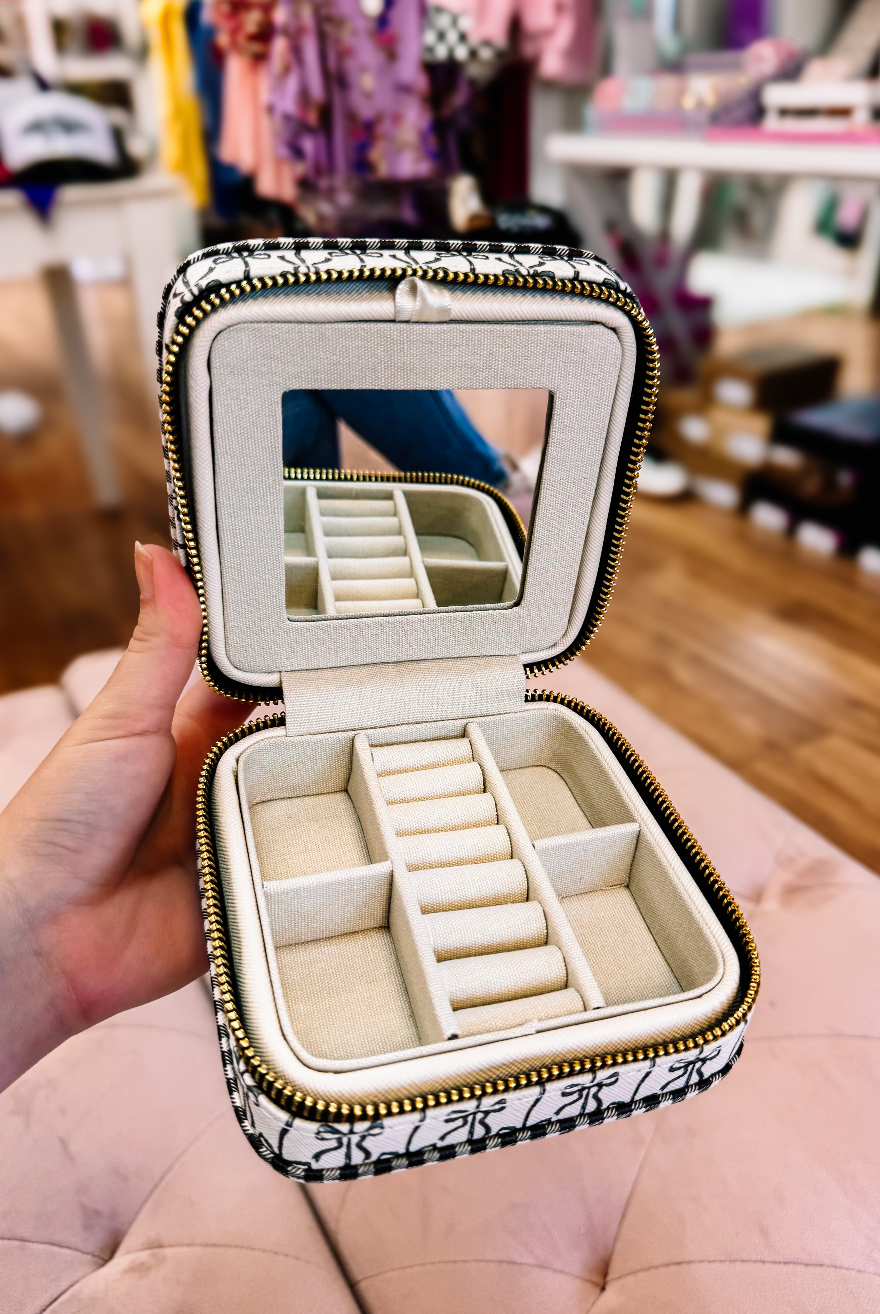 Simply Southern Black Bow Travel Jewelry Case-Travel Case-Dear Me Southern Boutique, located in DeRidder, Louisiana