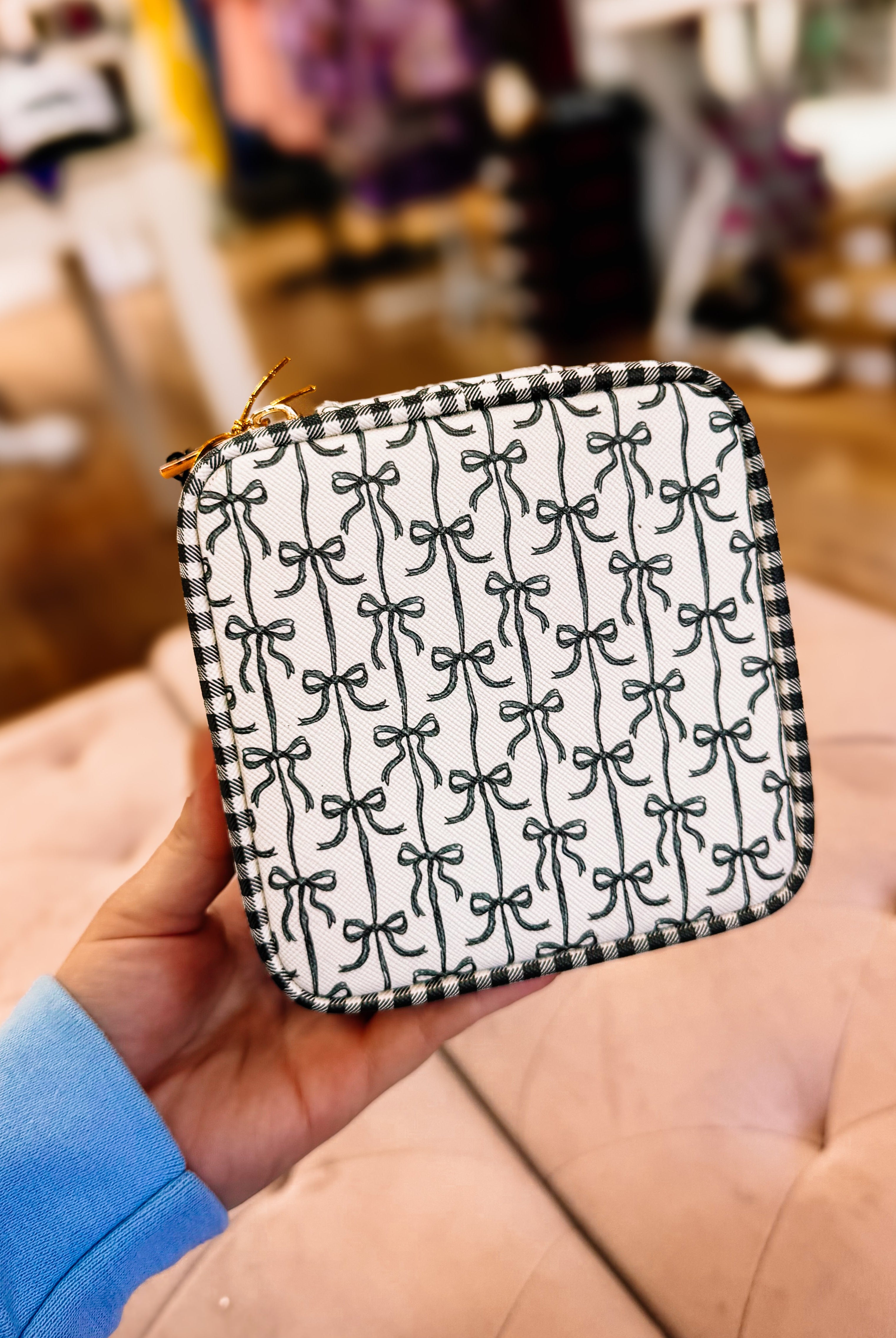 Simply Southern Black Bow Travel Jewelry Case-Travel Case-Dear Me Southern Boutique, located in DeRidder, Louisiana