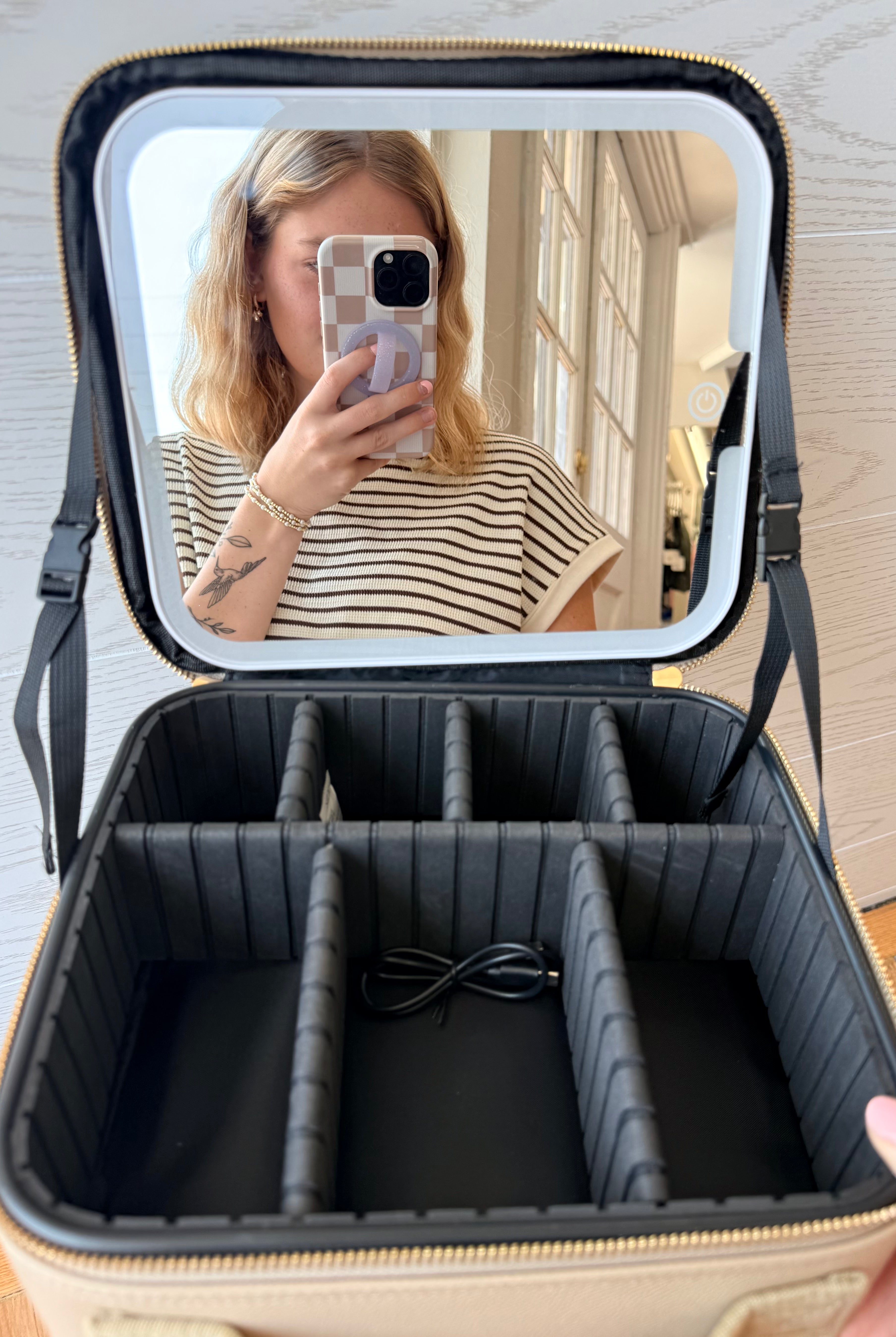 Simply Southern Tan Makeup Case with Light Up Mirror-Travel Case-Dear Me Southern Boutique, located in DeRidder, Louisiana