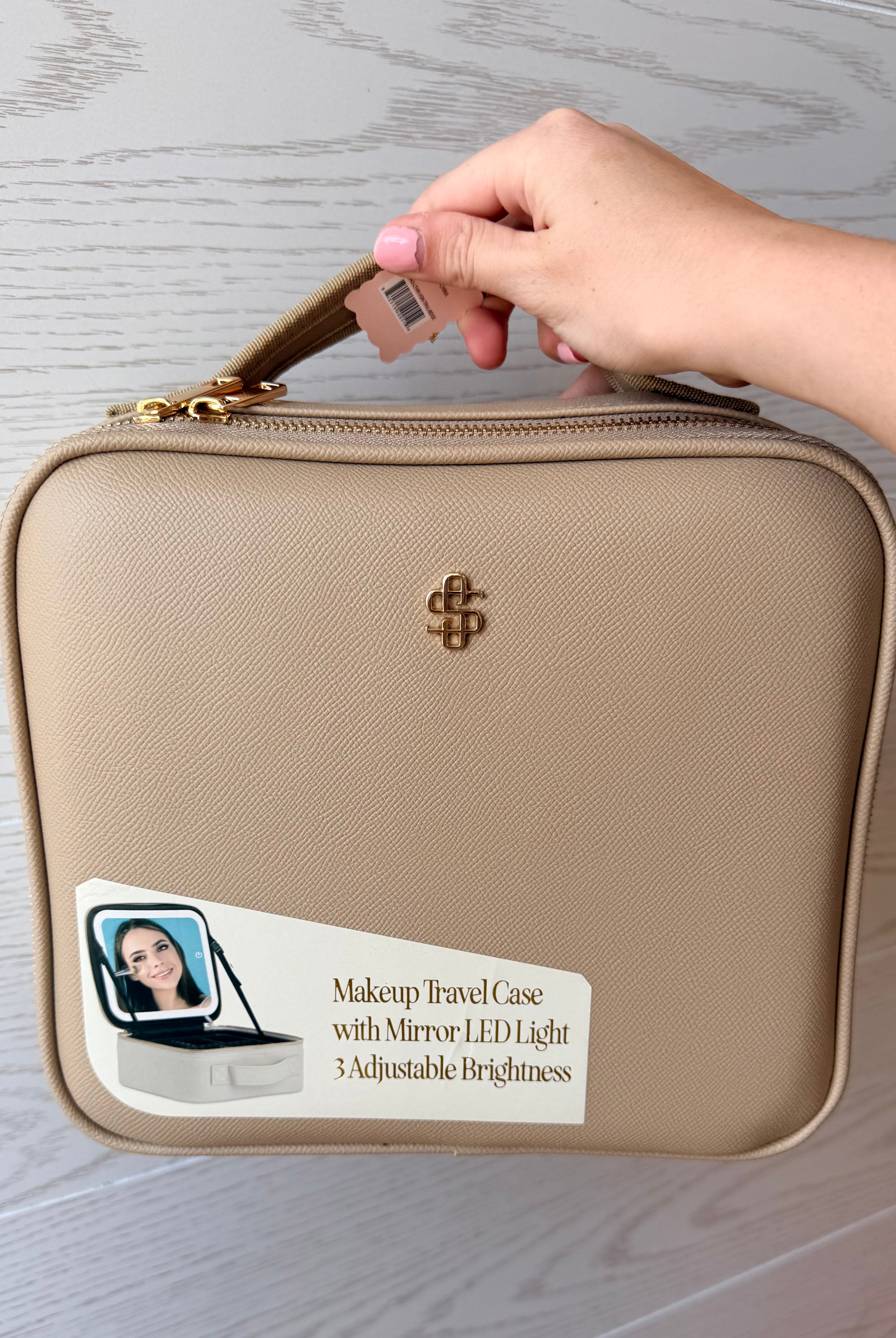 Simply Southern Tan Makeup Case with Light Up Mirror-Travel Case-Dear Me Southern Boutique, located in DeRidder, Louisiana