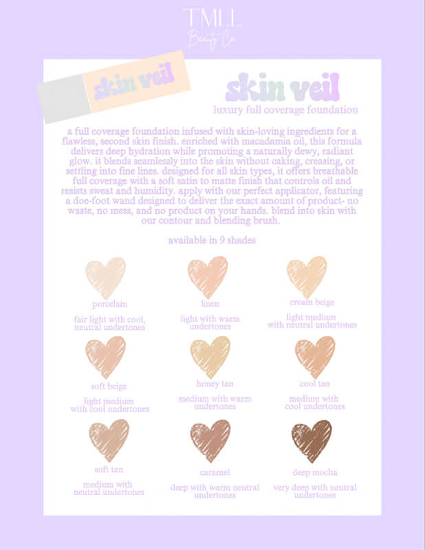 Skin Veil Luxury Full Coverage Foundation-250 - TMLL Beauty Co - Makeup-Dear Me Southern Boutique, located in DeRidder, Louisiana