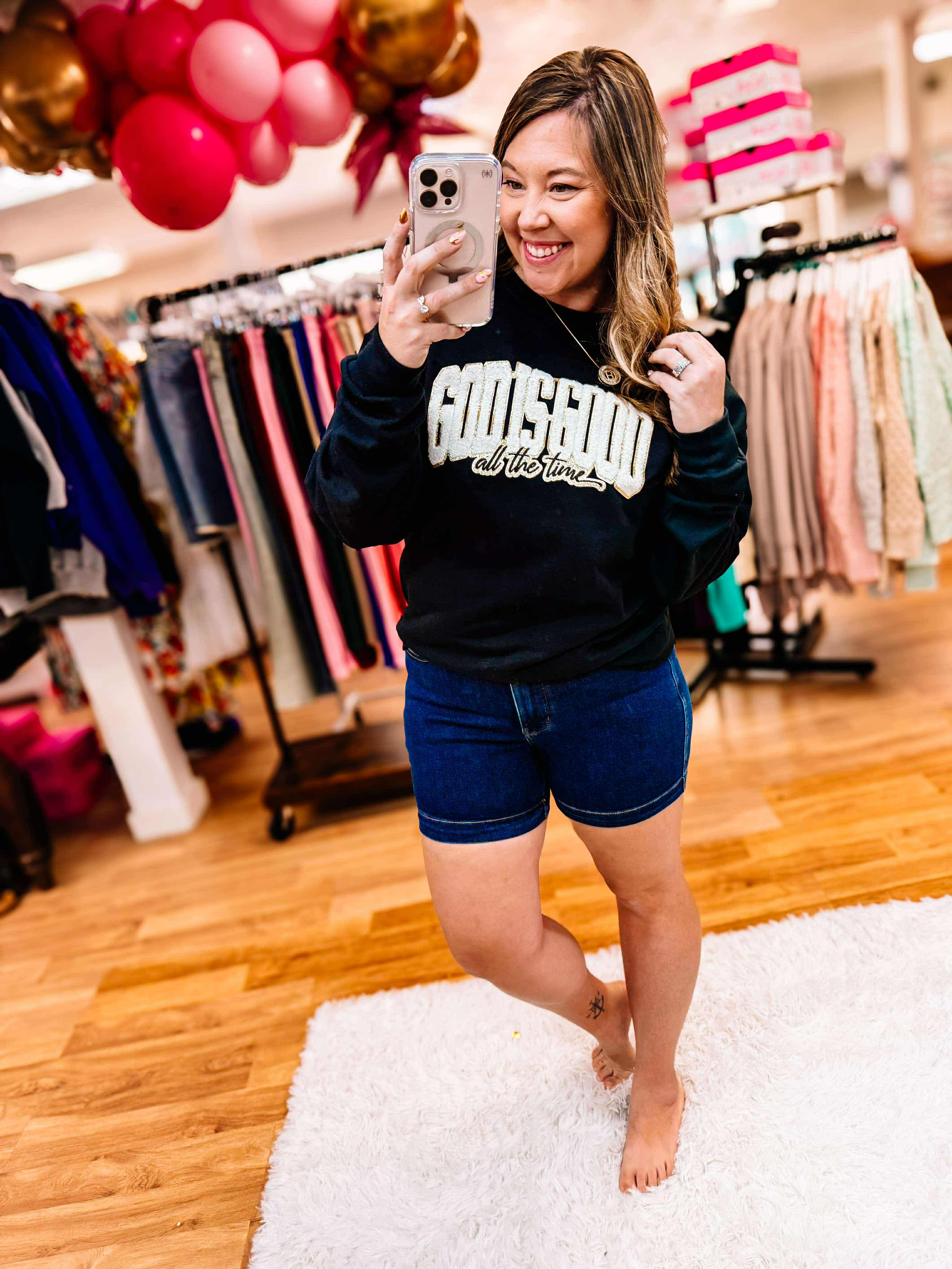 Slay The Day Tummy Control Judy Blue Shorts-Shorts-Dear Me Southern Boutique, located in DeRidder, Louisiana