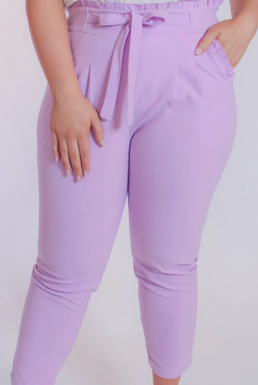 Slice of Style Paper Bag Pants - Lavender-Pants-Dear Me Southern Boutique, located in DeRidder, Louisiana