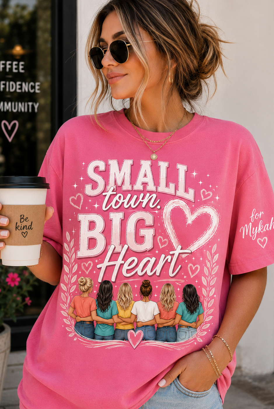 Small Town, Big Heart Tee for Mykah-Graphic Tees-Dear Me Southern Boutique, located in DeRidder, Louisiana