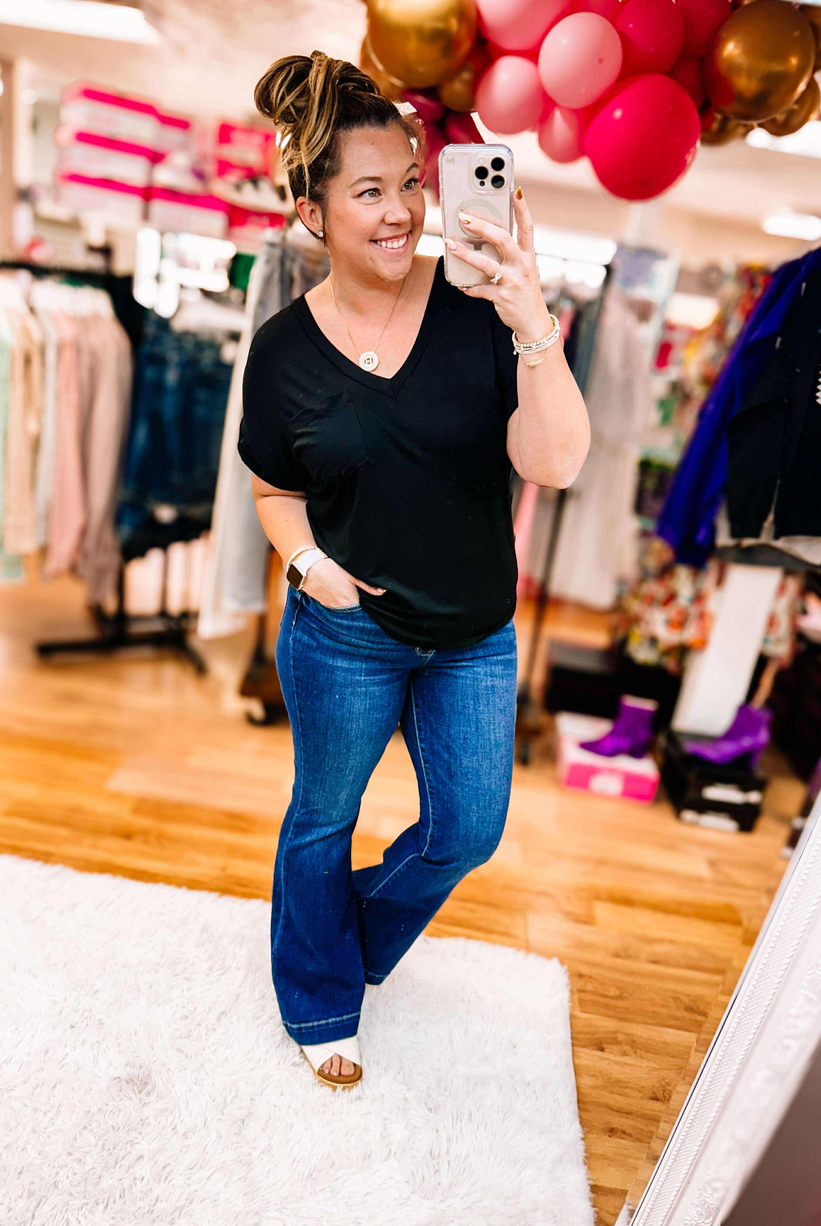 Small Town Smokeshow Trouser Flare Judy Blue Jeans-Jeans-Dear Me Southern Boutique, located in DeRidder, Louisiana
