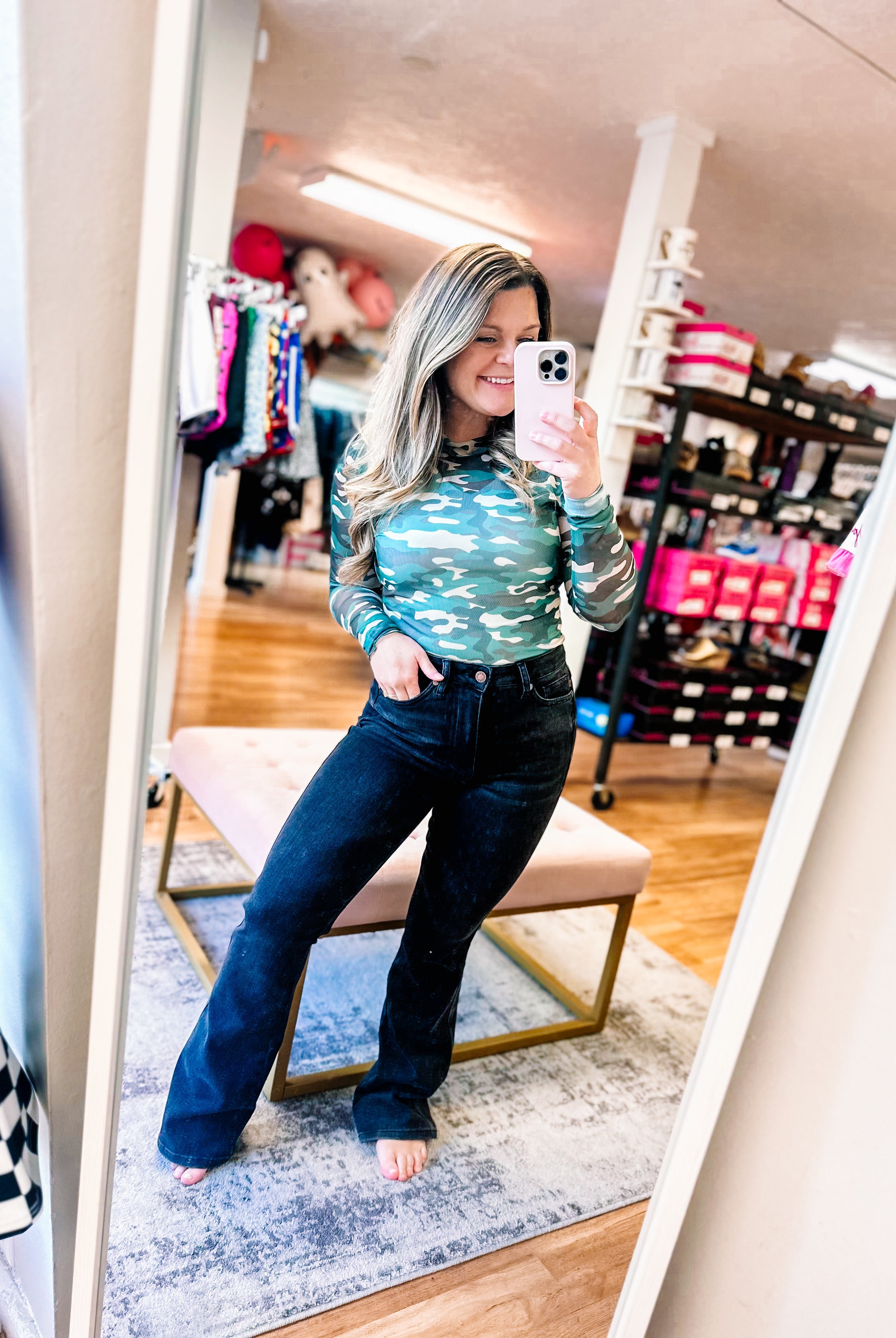 Smoke & Mirrors Tummy Control Short Inseam Judy Blue Jeans-Jeans-Dear Me Southern Boutique, located in DeRidder, Louisiana
