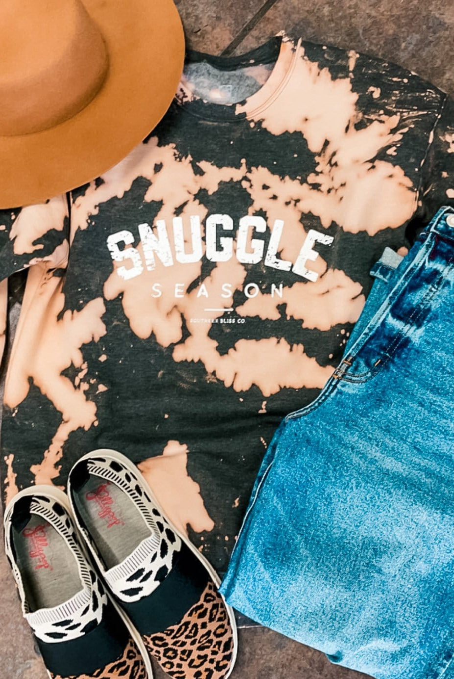 Snuggle Season Bleached Sweatshirt-Dear Me Southern Boutique, located in DeRidder, Louisiana